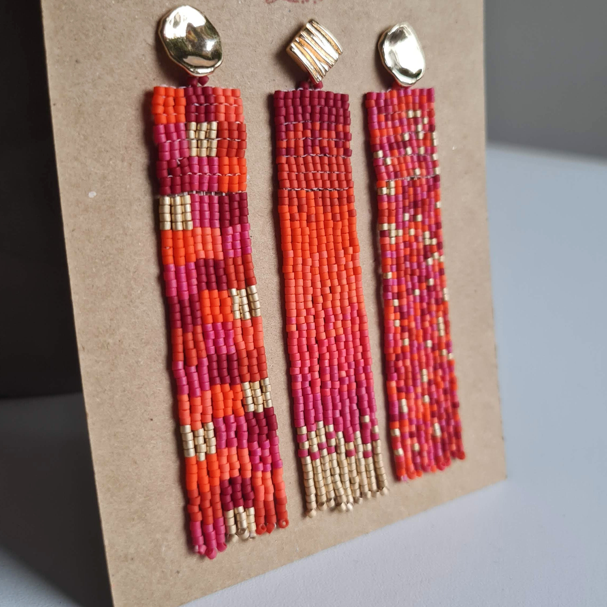 Fringe Earring Pattern Set with Word Chart, RED
