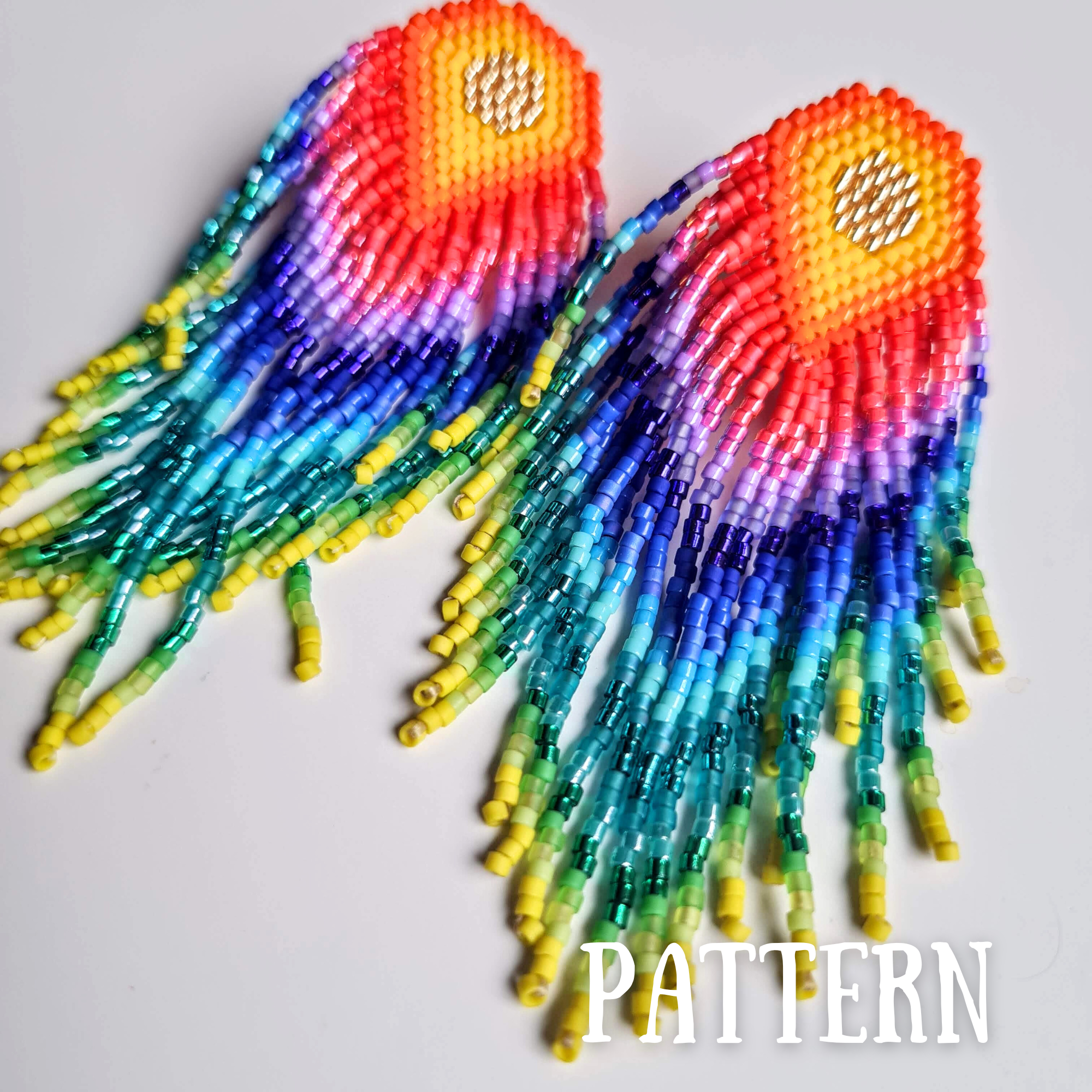 Rainbow Beaded Fringe Earrings Pattern