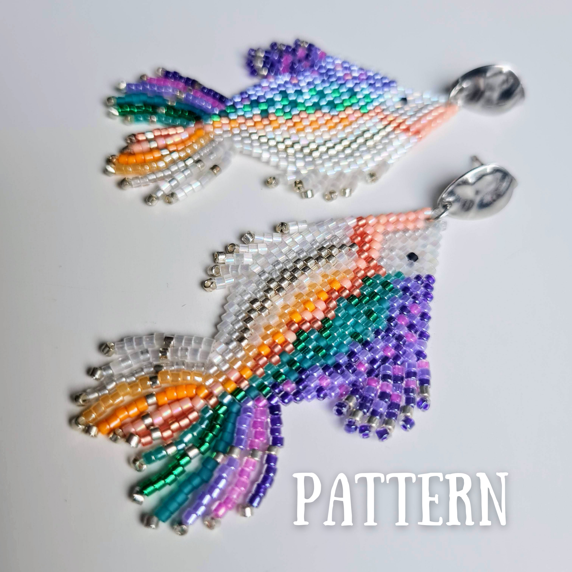 Big Fish Beaded Earrings Pattern with Word Chart