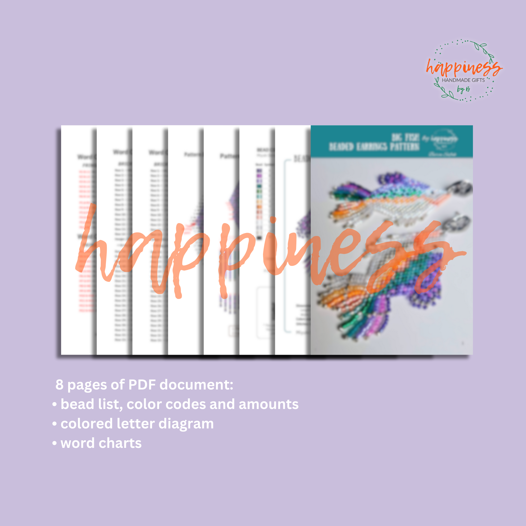 Big Fish Beaded Earrings Pattern with Word Chart