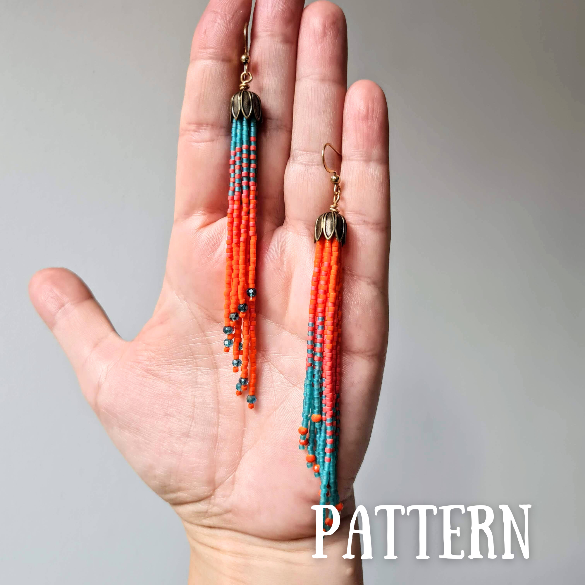 Ombre Tassel Fringe Earrings Pattern with Word Chart