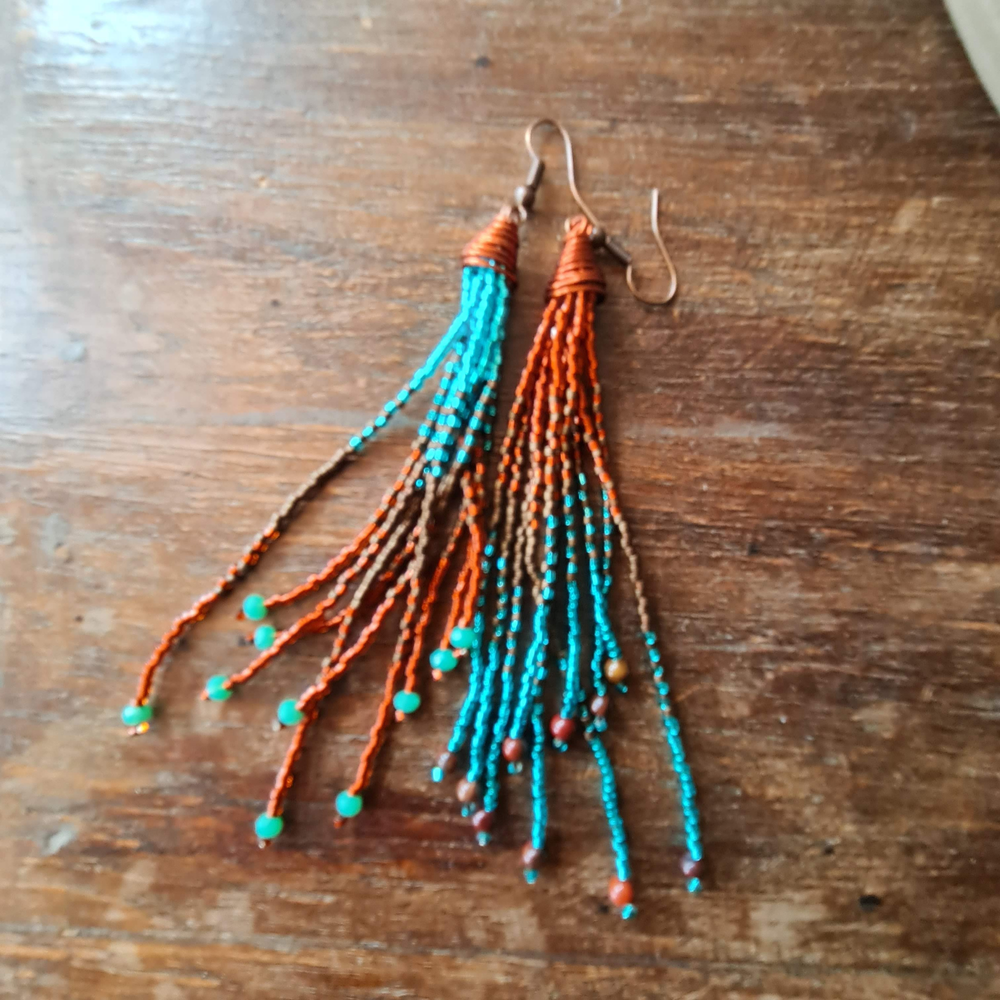 Ombre Tassel Fringe Earrings Pattern with Word Chart