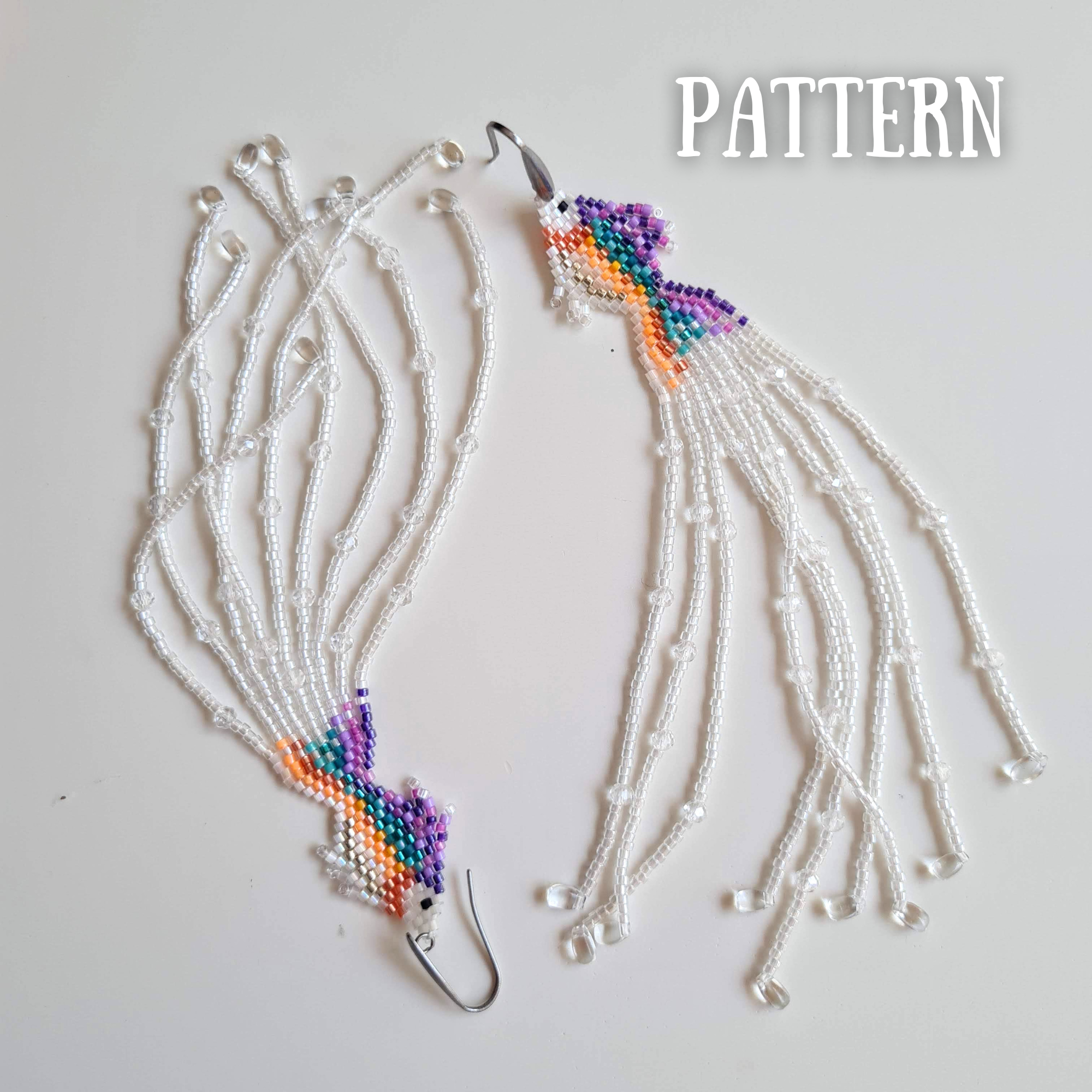 Flowtail Fish Fringe Earrings Pattern PDF
