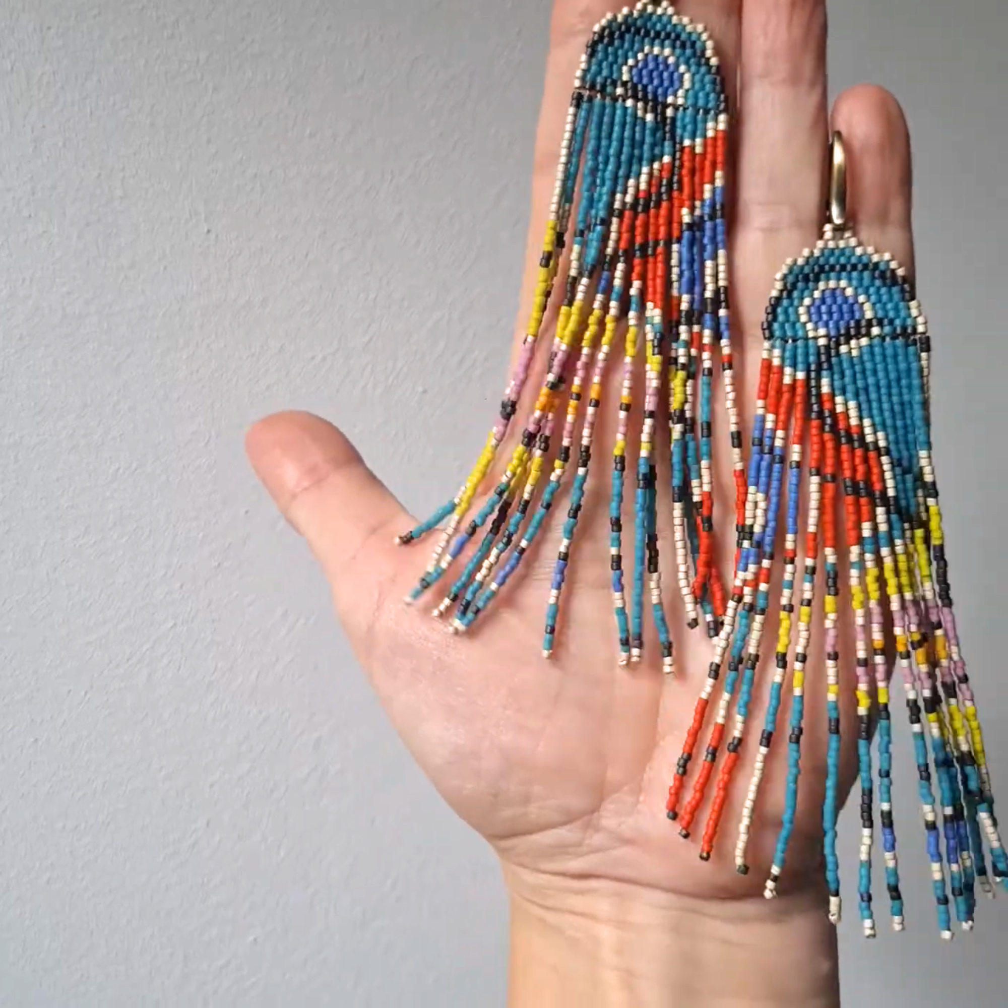 Psychedelic Evil Eye Fringe Earrings Pattern