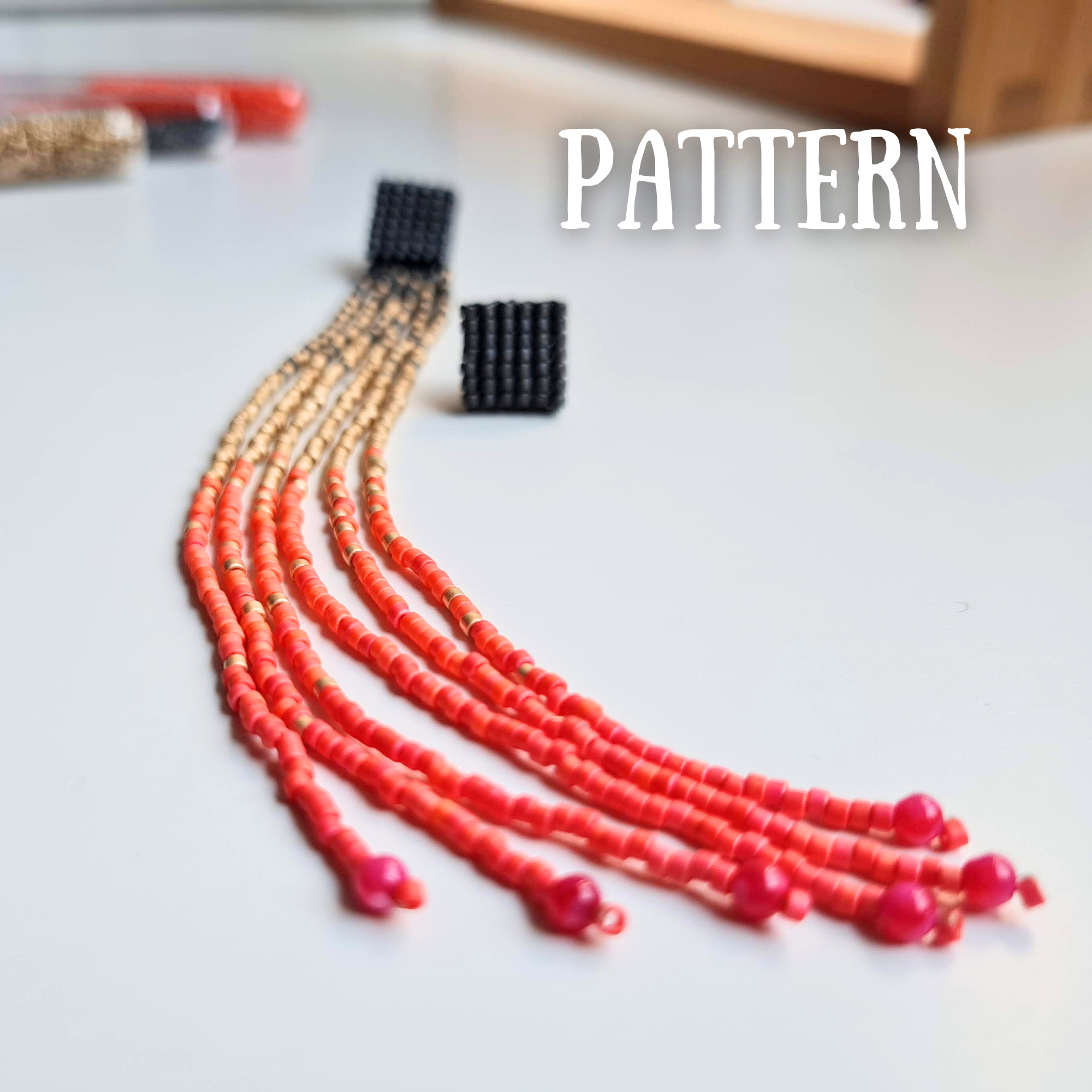 Ombre Beaded Fringe Earrings PDF Pattern
