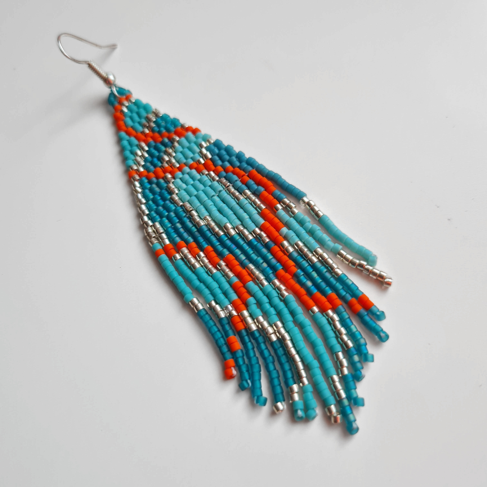 Happy Waves Fringe Earring Pattern – 2 Drop Brick Stitch Beading