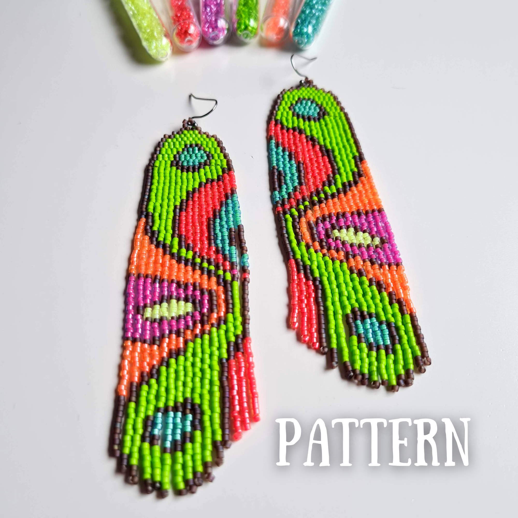 Psychedelic Neon Fringe Earrings Pattern