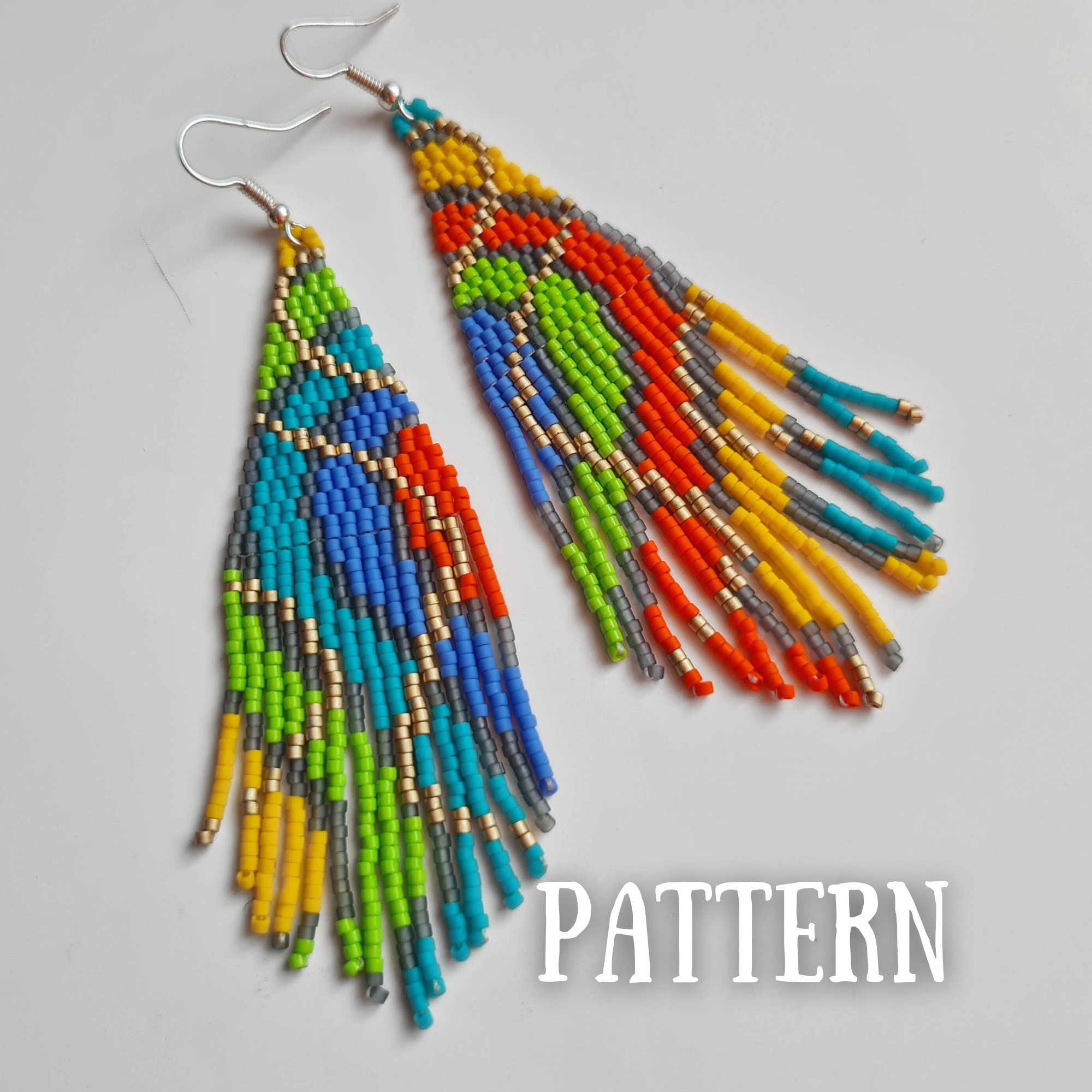 Happy Waves Fringe Earring Pattern – 2 Drop Brick Stitch Beading