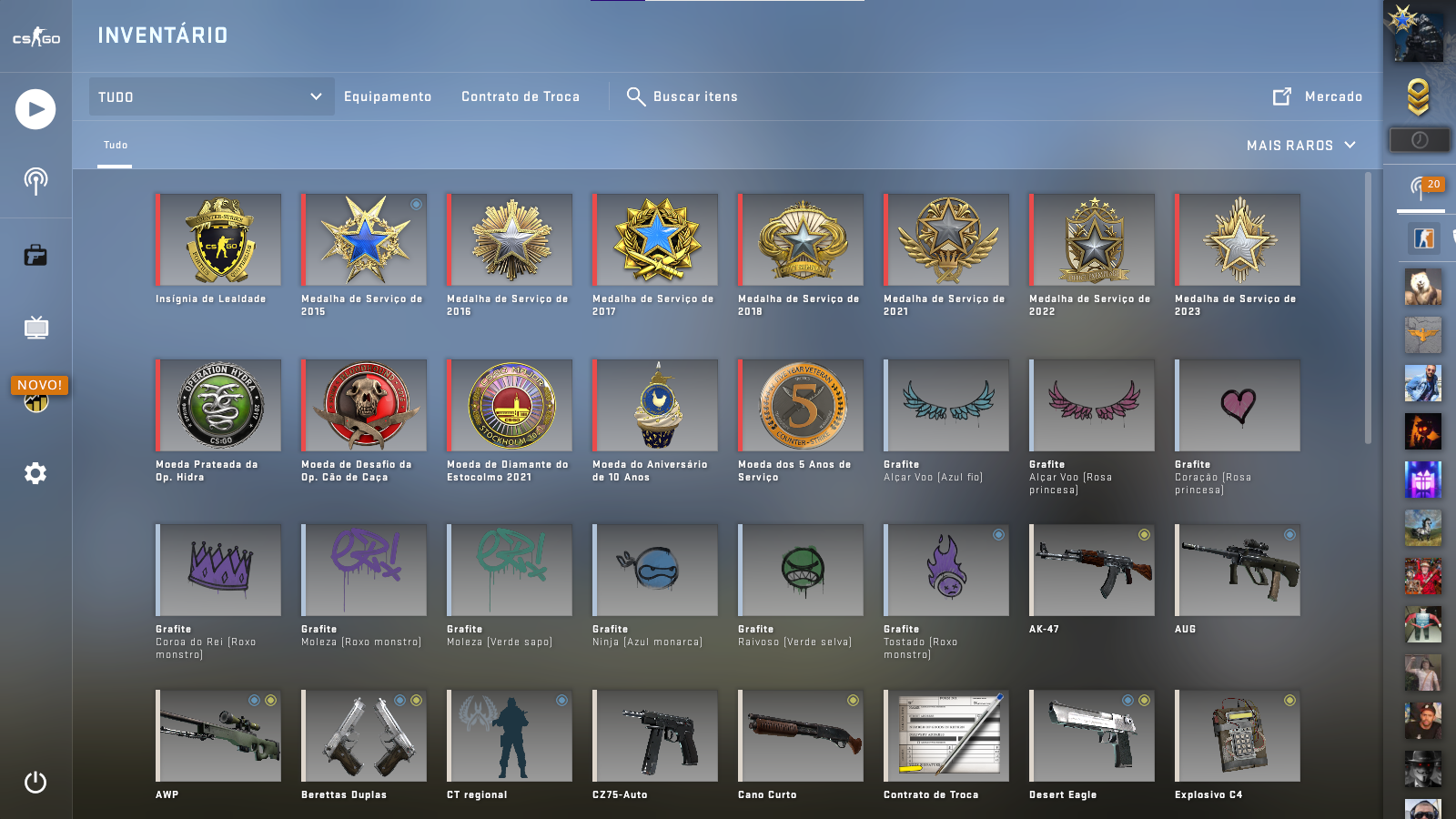 CS:GO PRIME COM MEDALHAS RARAS E ANTIGAS