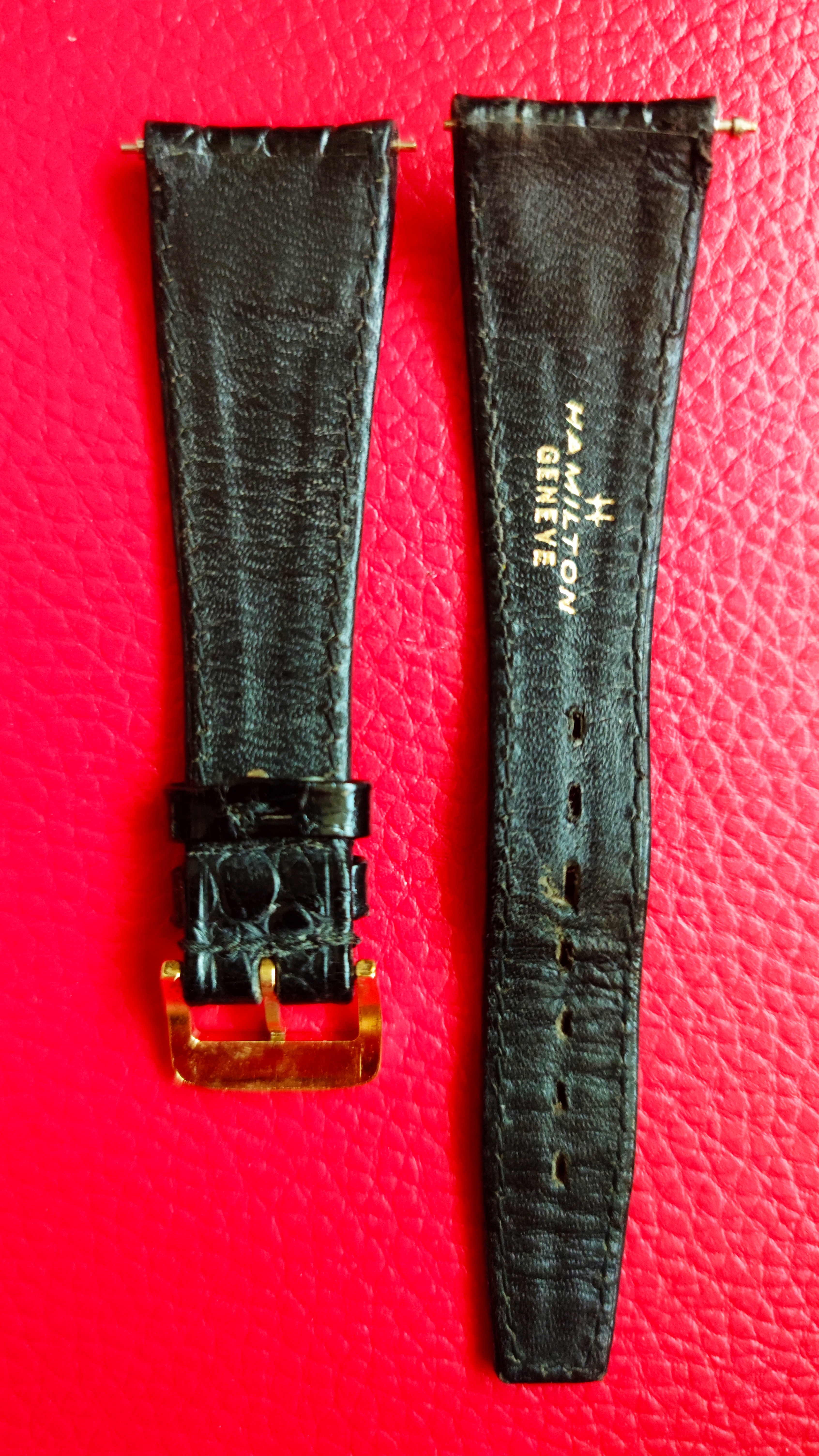 Vintage Hamilton Watch Strap 22mm (Gold Buckle with logo) - Rare Item!