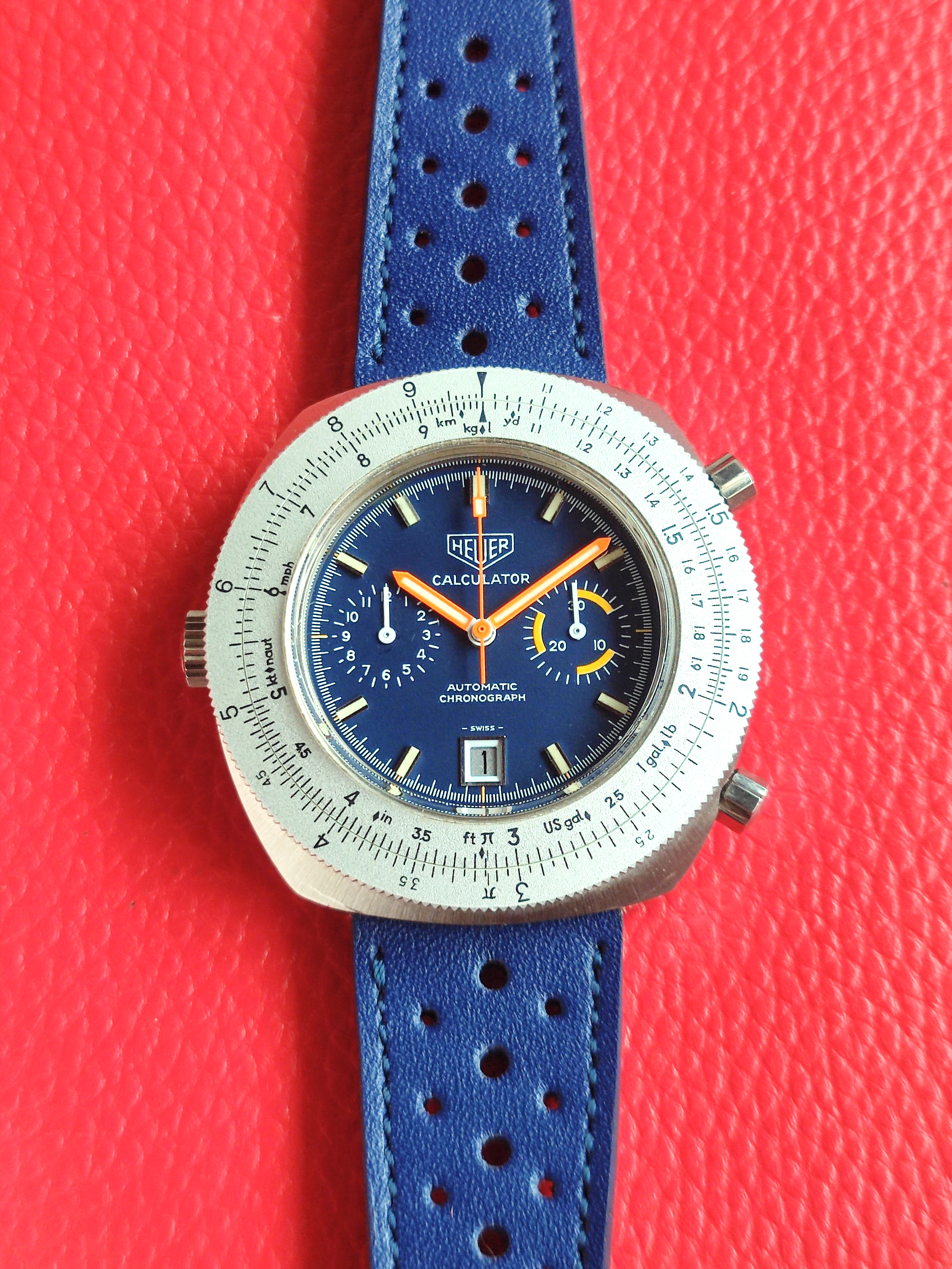 1971 Heuer Calculator ref. 110.633 - Blue Dial