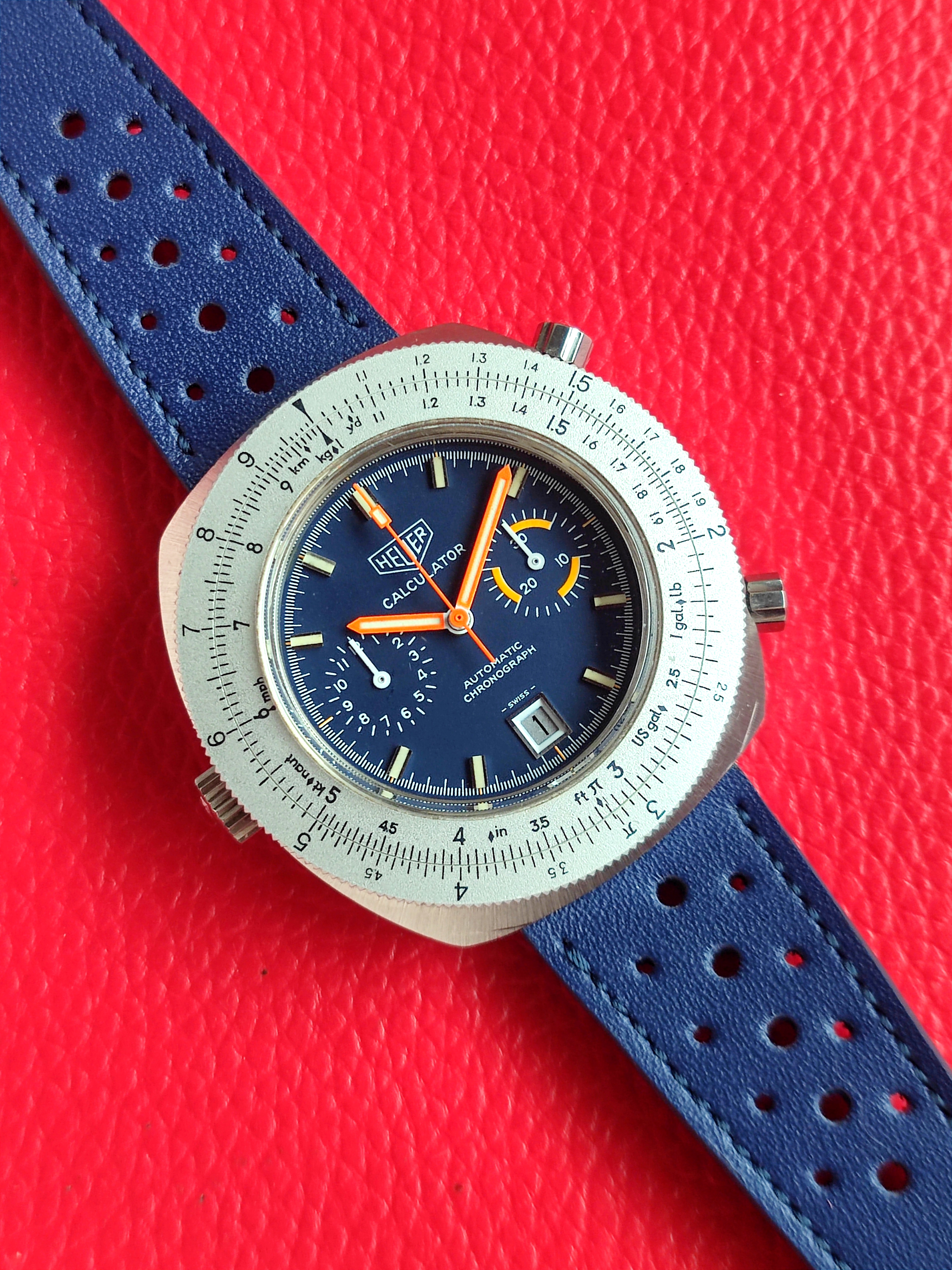 1971 Heuer Calculator ref. 110.633 - Blue Dial