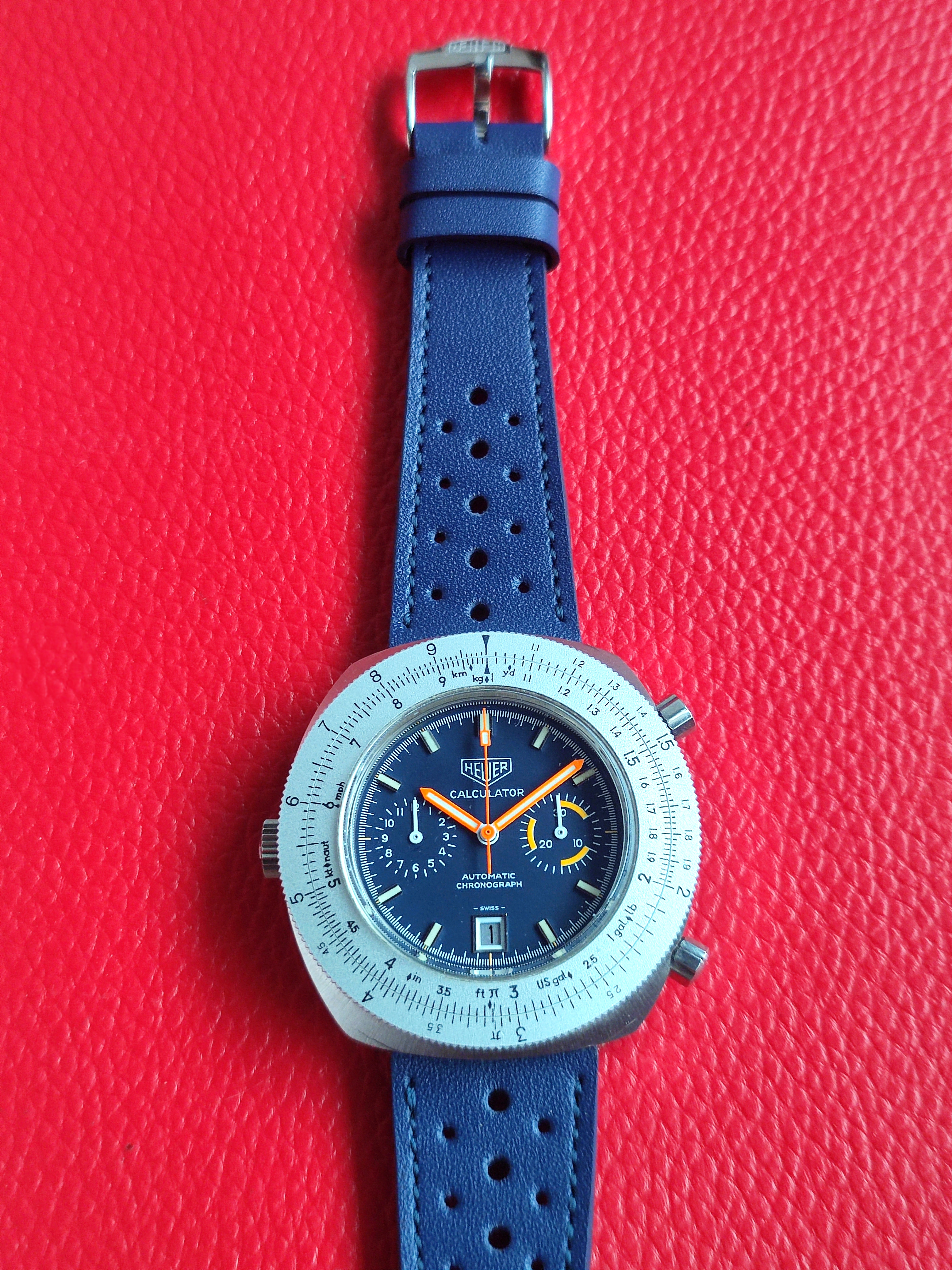 1971 Heuer Calculator ref. 110.633 - Blue Dial