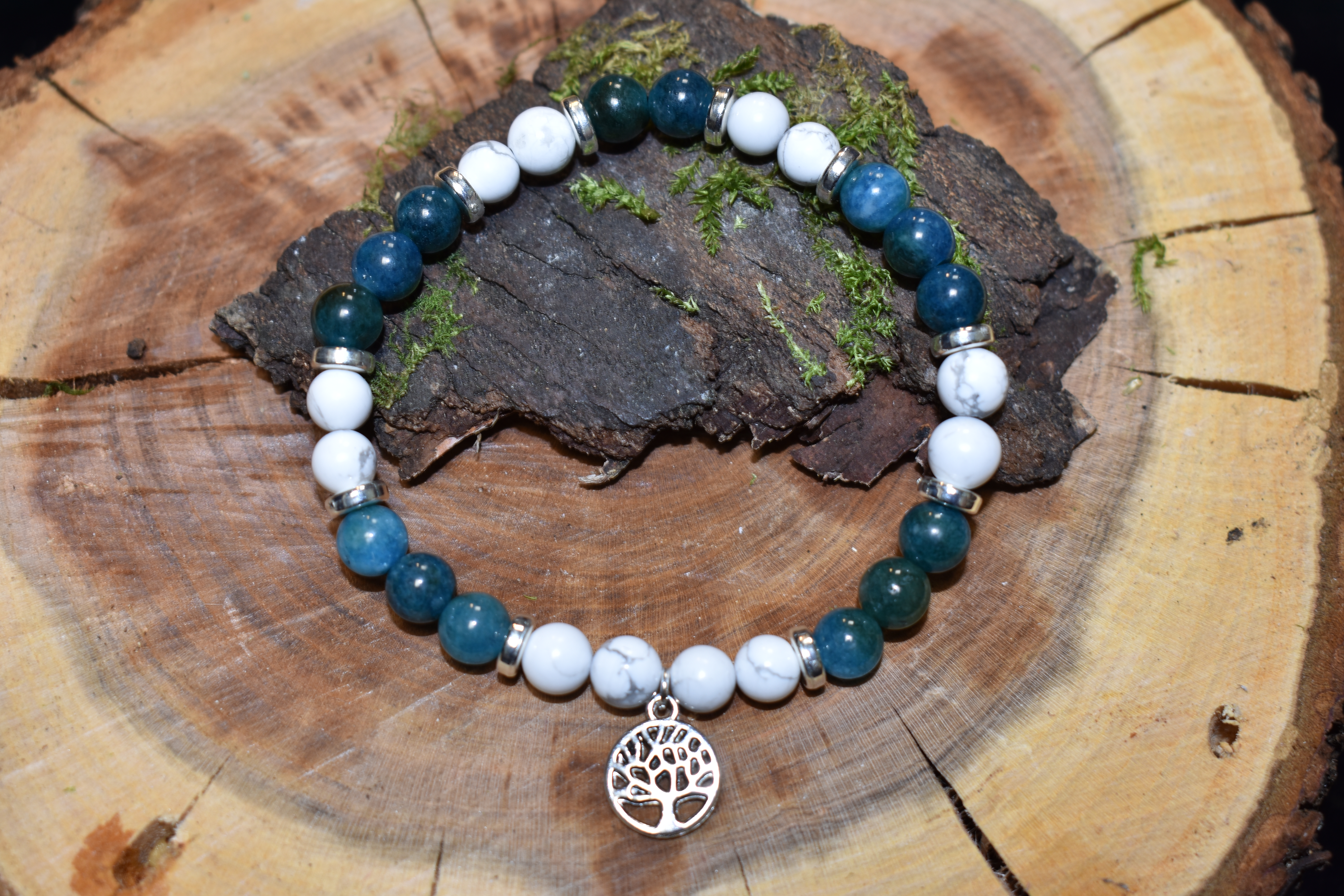 Bracelet Apatite et Howlite arbre de vie