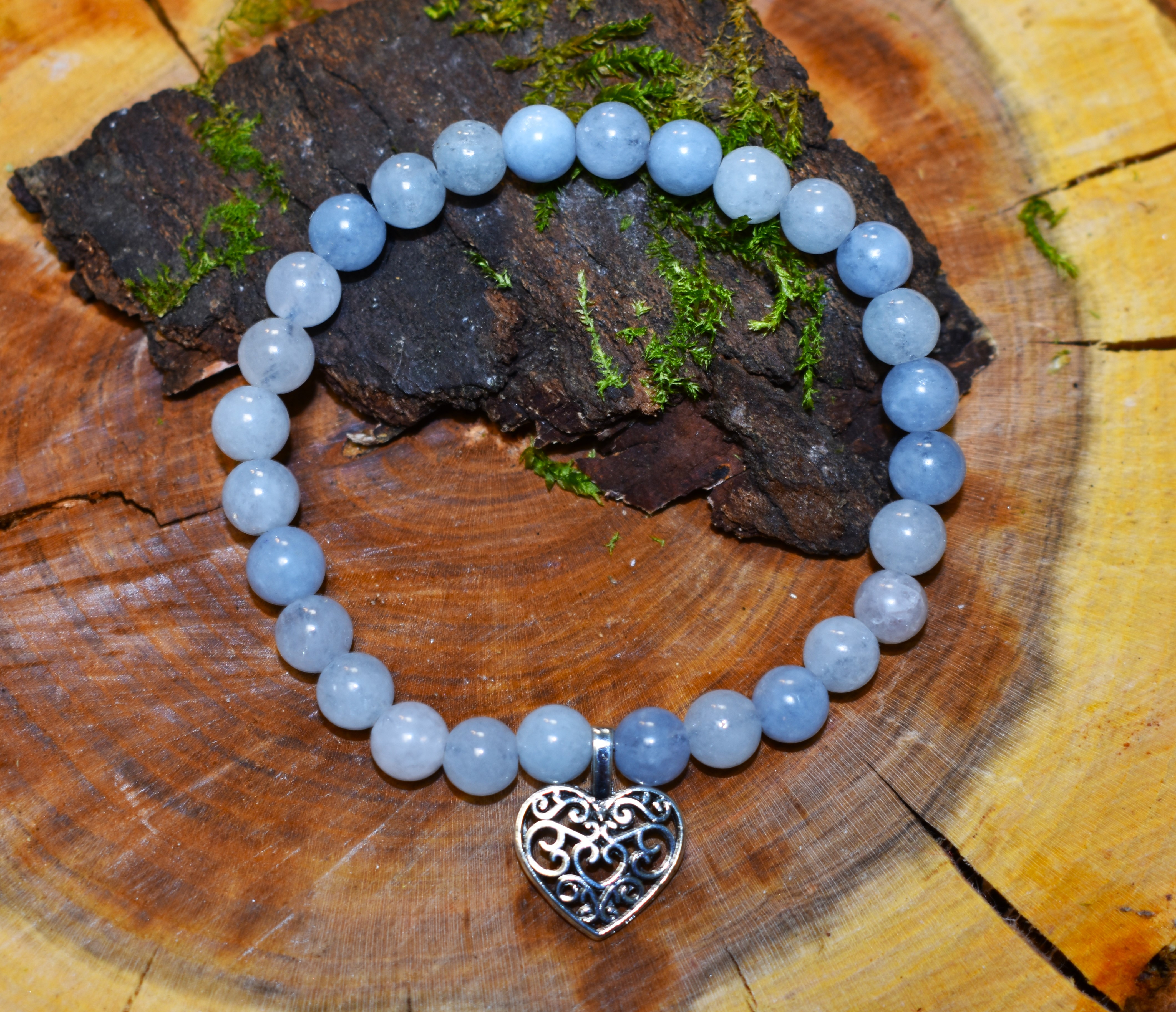 Bracelet Aigue-Marine Coeur couleur argent