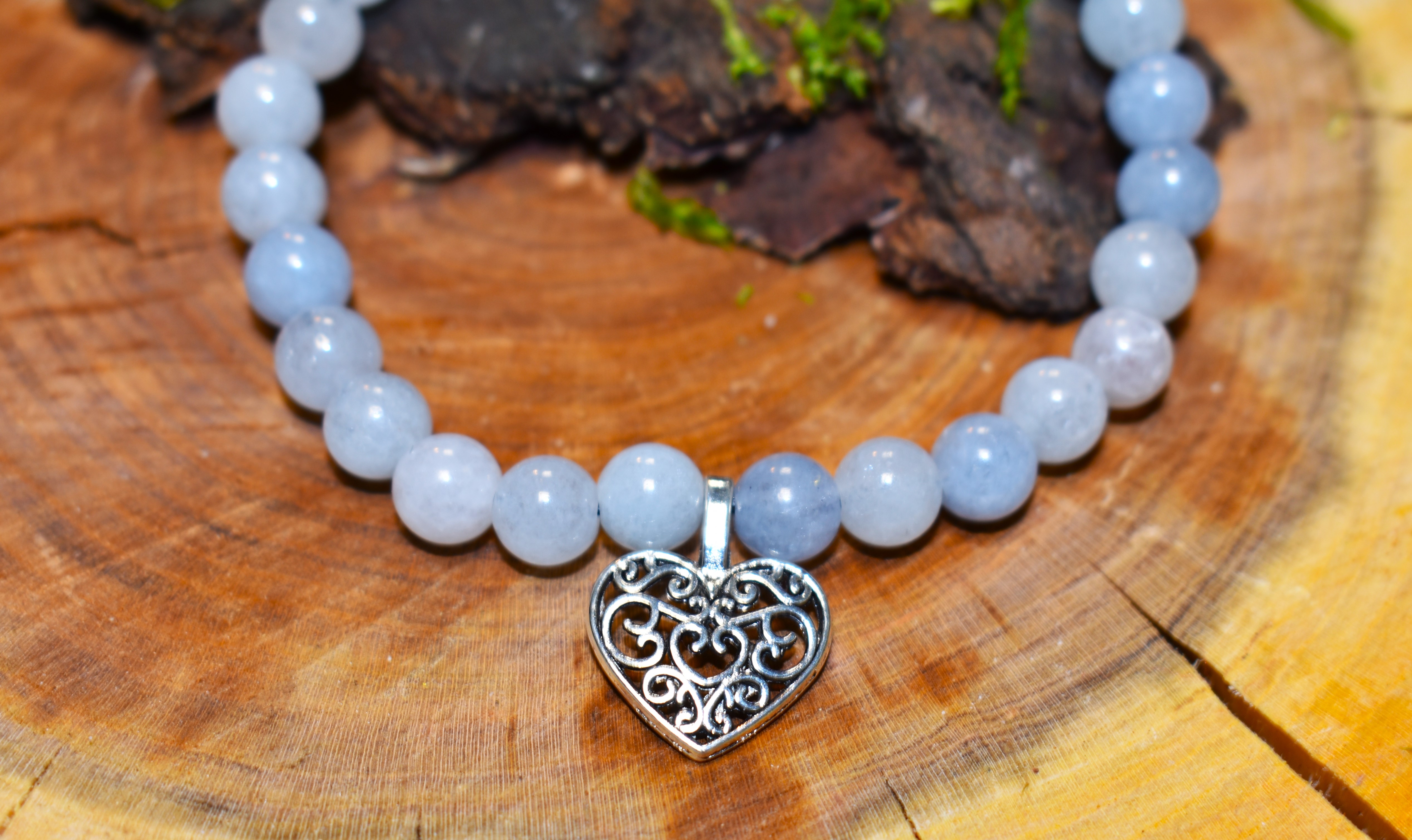 Bracelet Aigue-Marine Coeur couleur argent