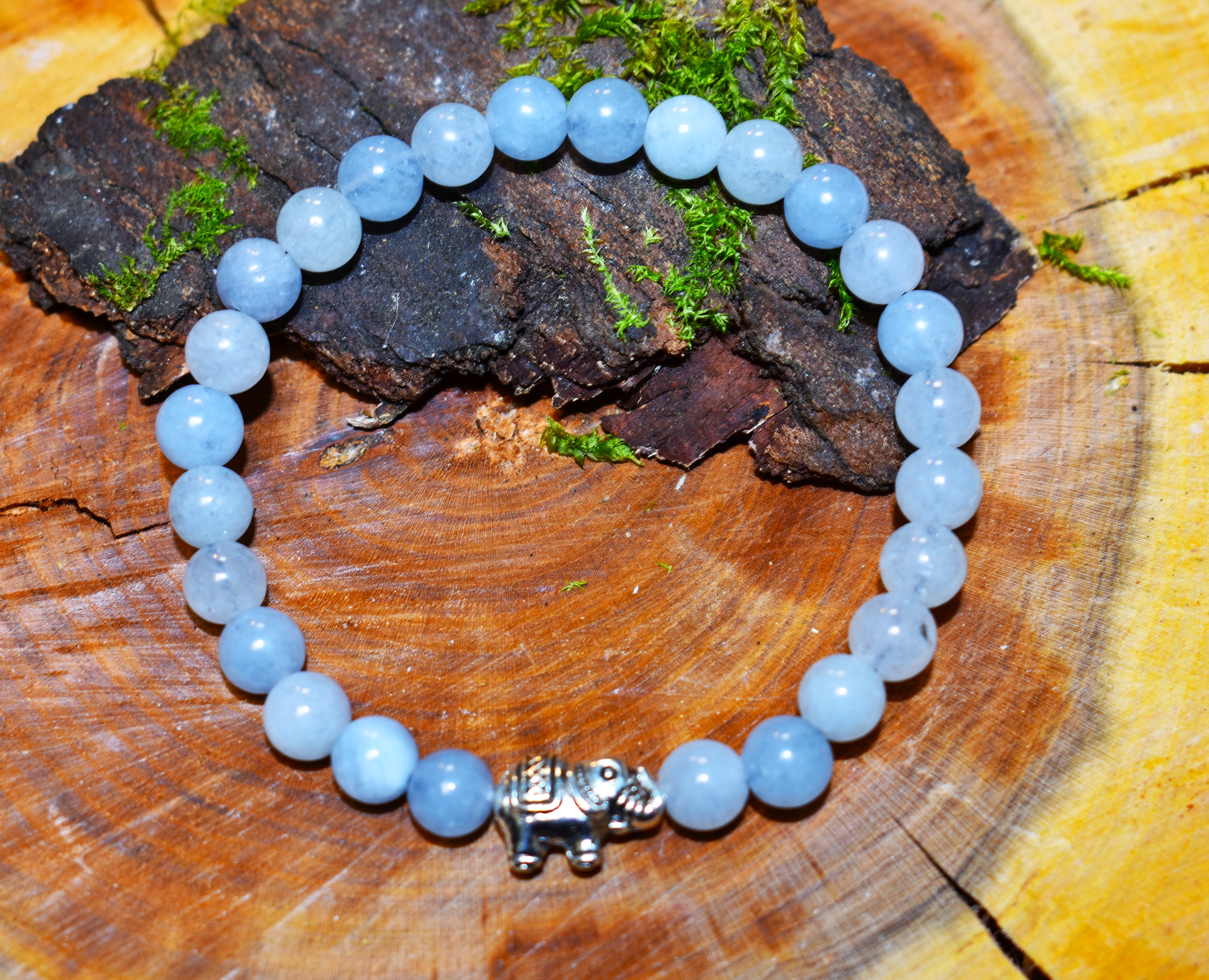 Bracelet Aigue-Marine Elephant couleur argent