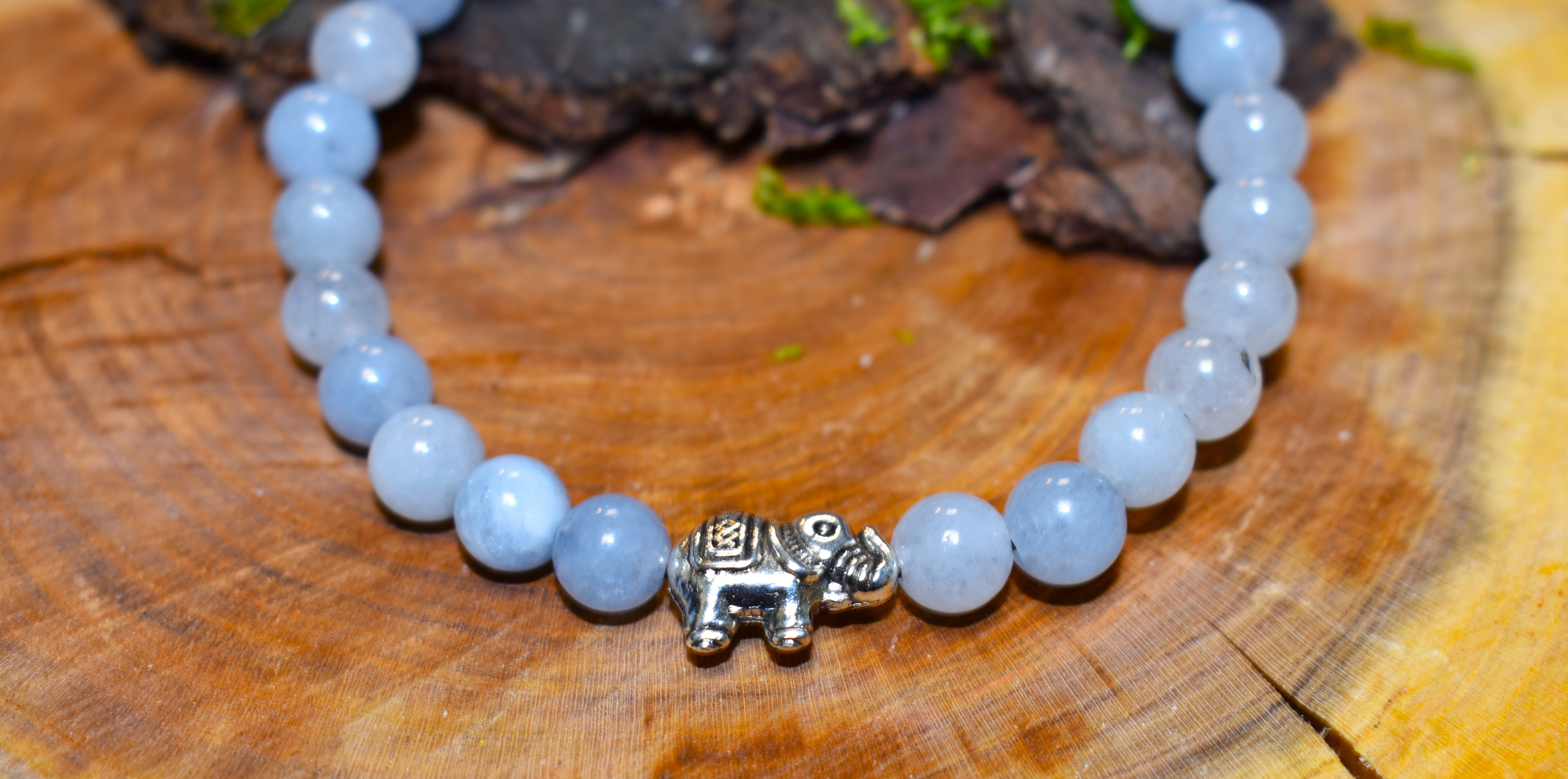 Bracelet Aigue-Marine Elephant couleur argent
