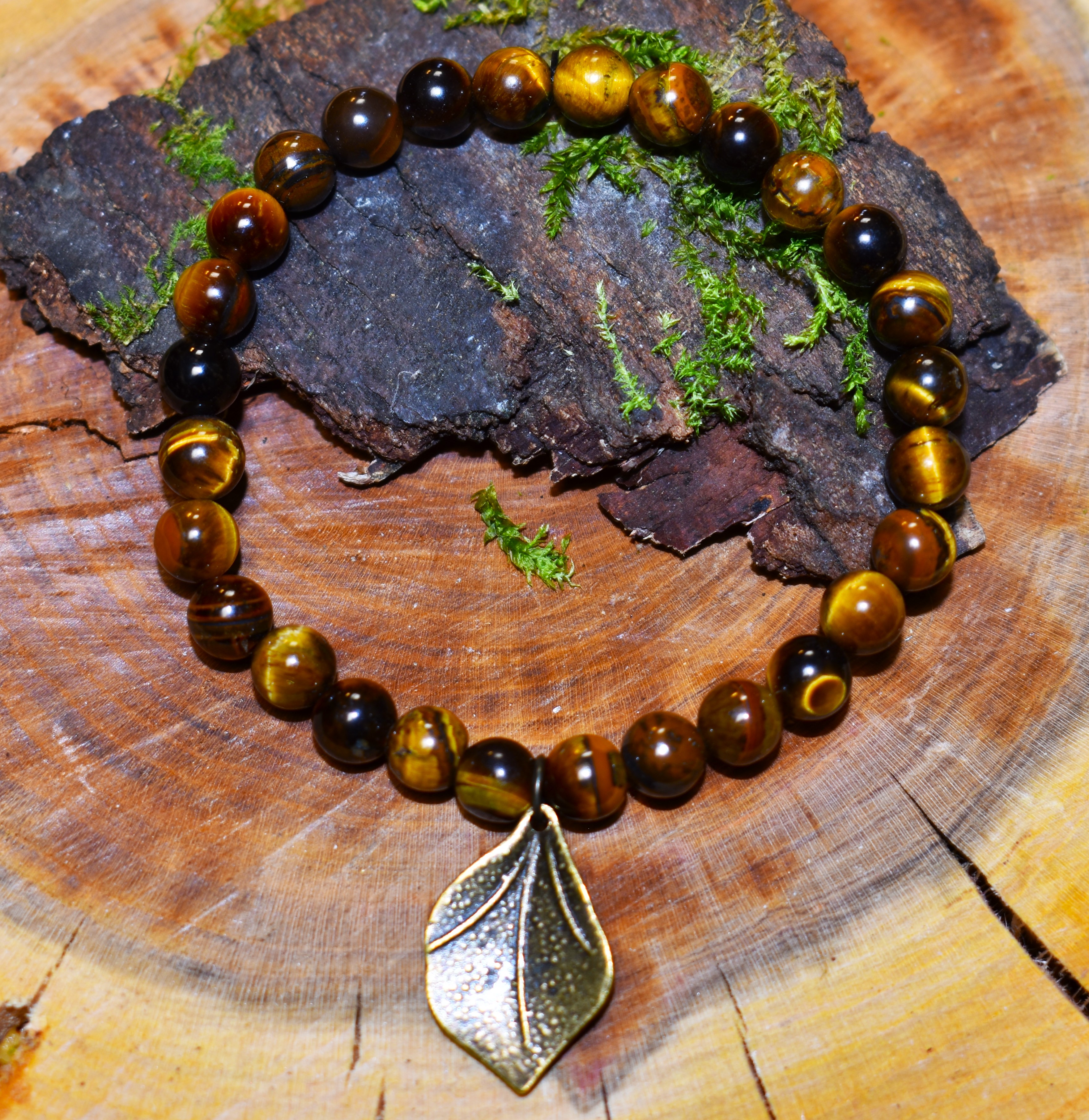 Bracelet Oeil de tigre feuille
