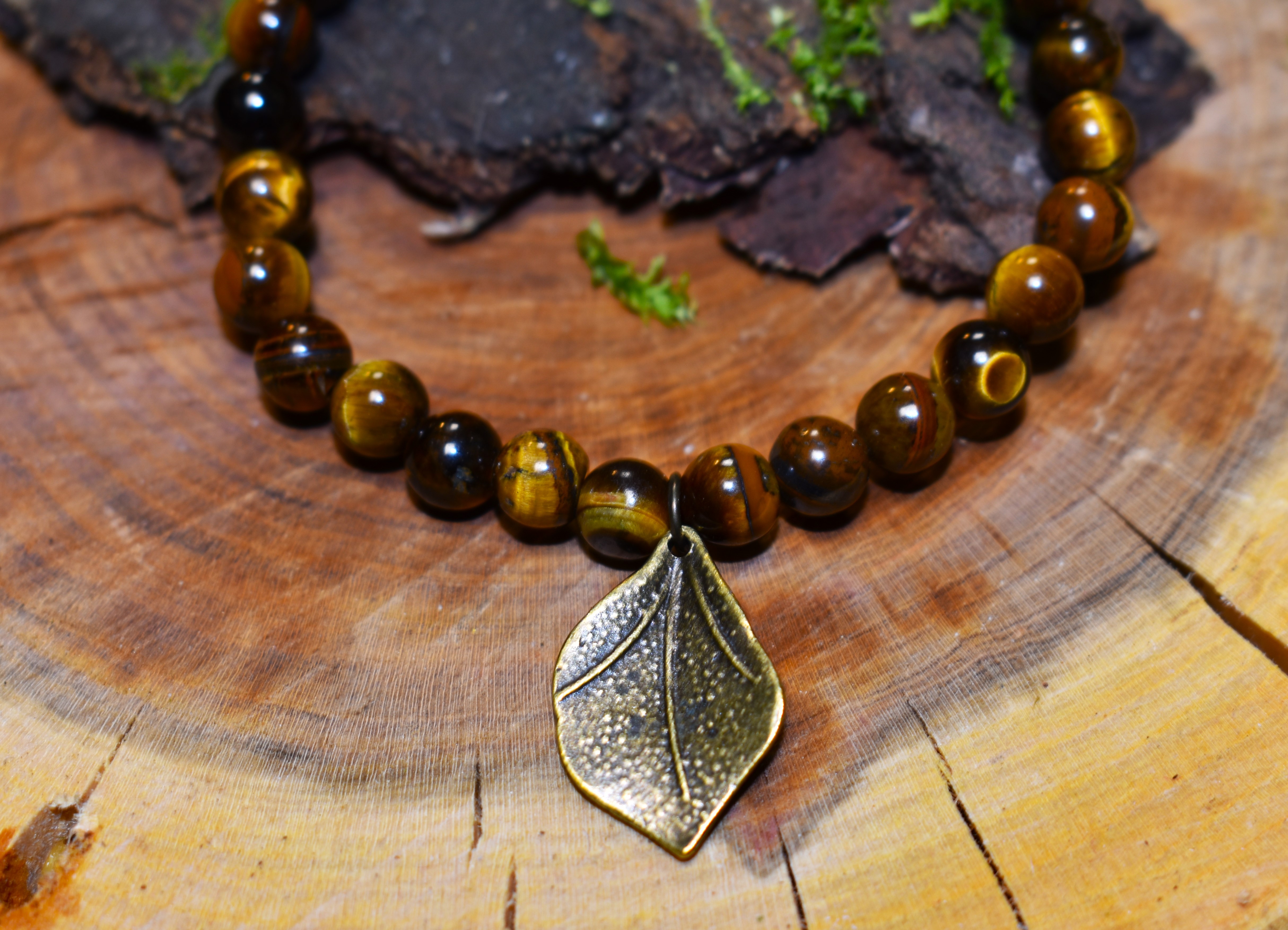 Bracelet Oeil de tigre feuille
