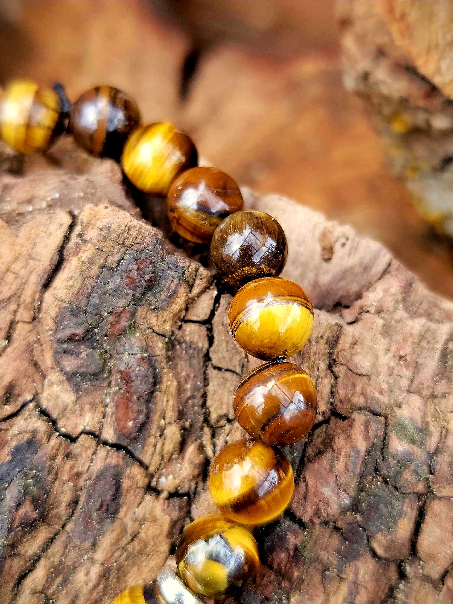 Bracelet Oeil de tigre et coeur argenté