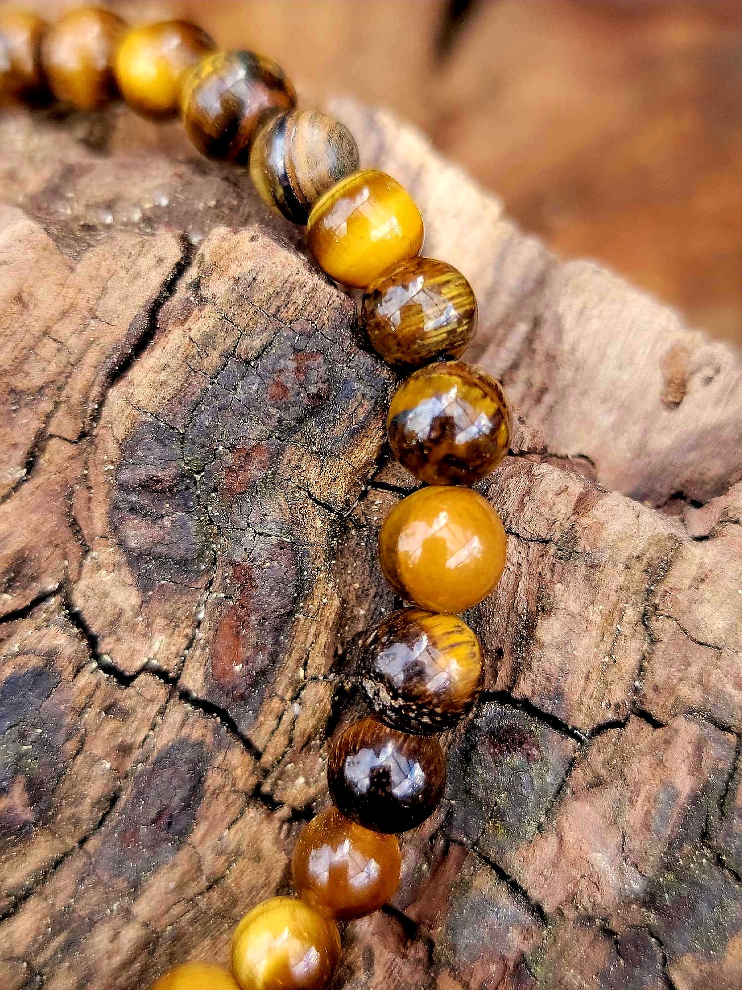 Bracelet Oeil de tigre et coeur bronze