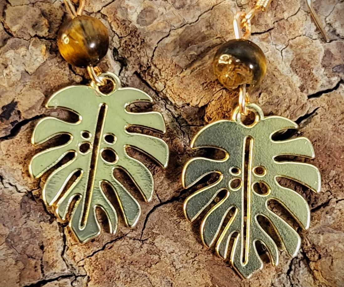 Boucles d'oreilles feuilles dorées