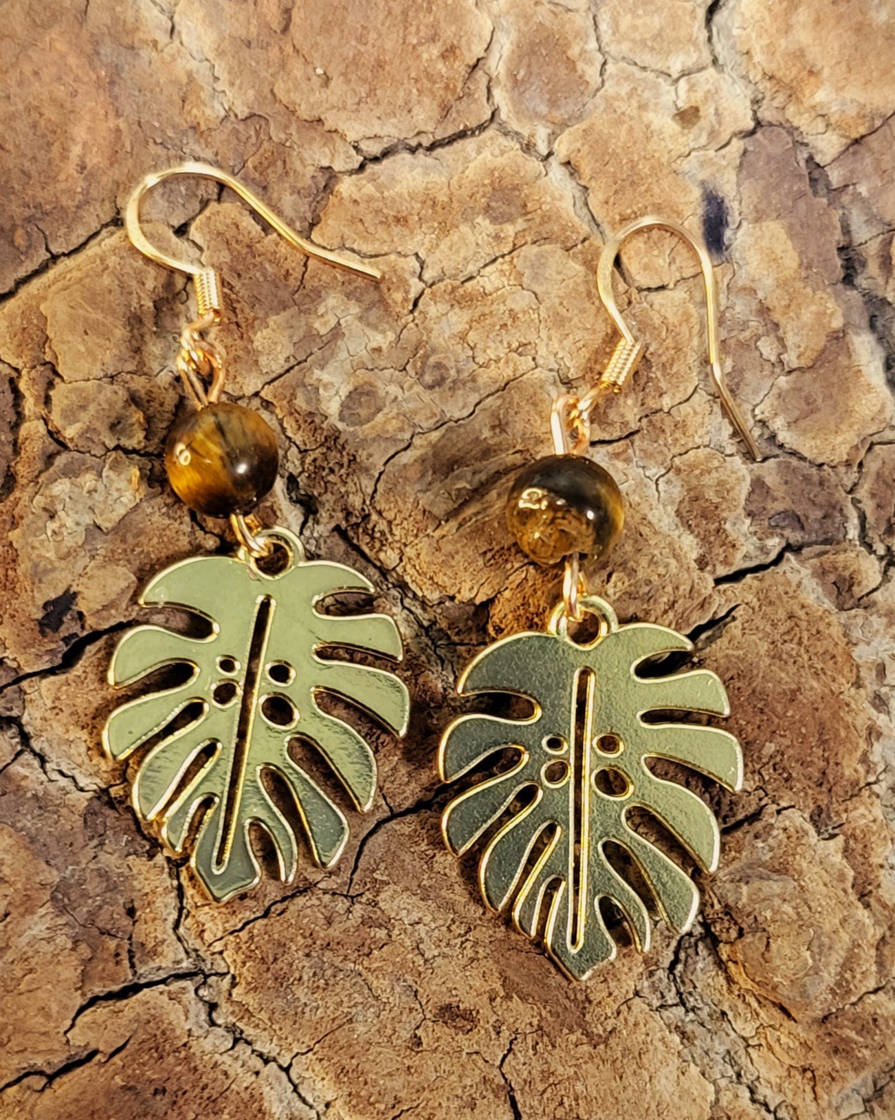 Boucles d'oreilles feuilles dorées
