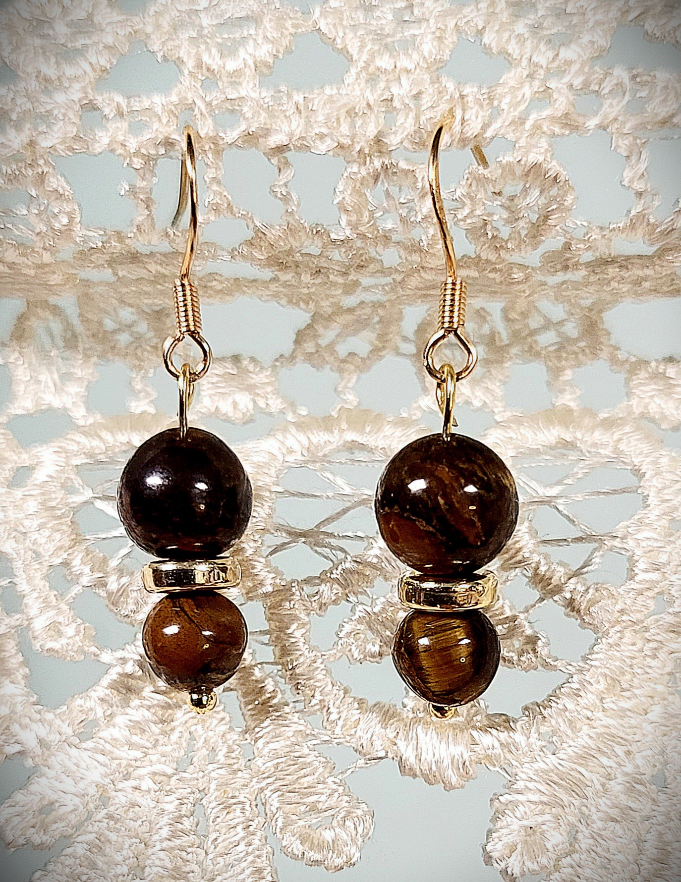 Boucles d'oreilles perles Oeil de tigre