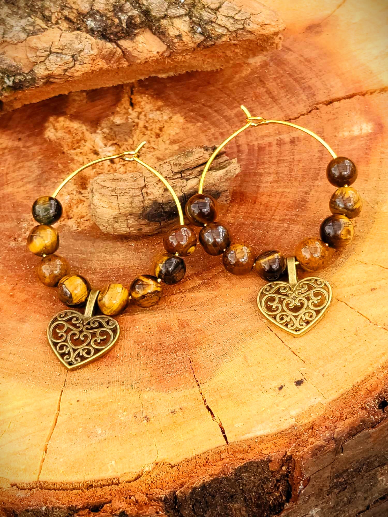 Créoles coeur couleurs bronze