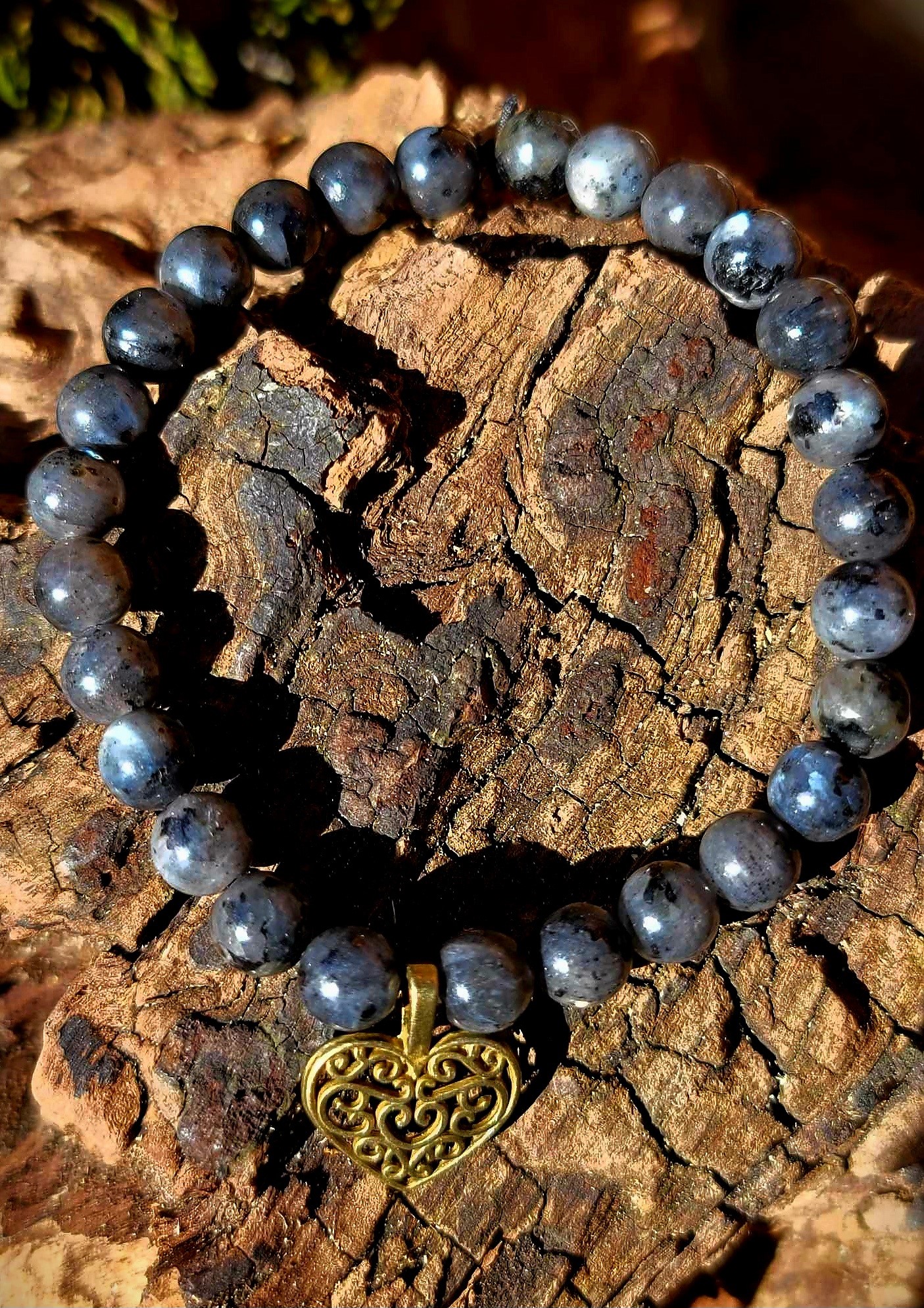 Bracelet Labradorite Coeur doré
