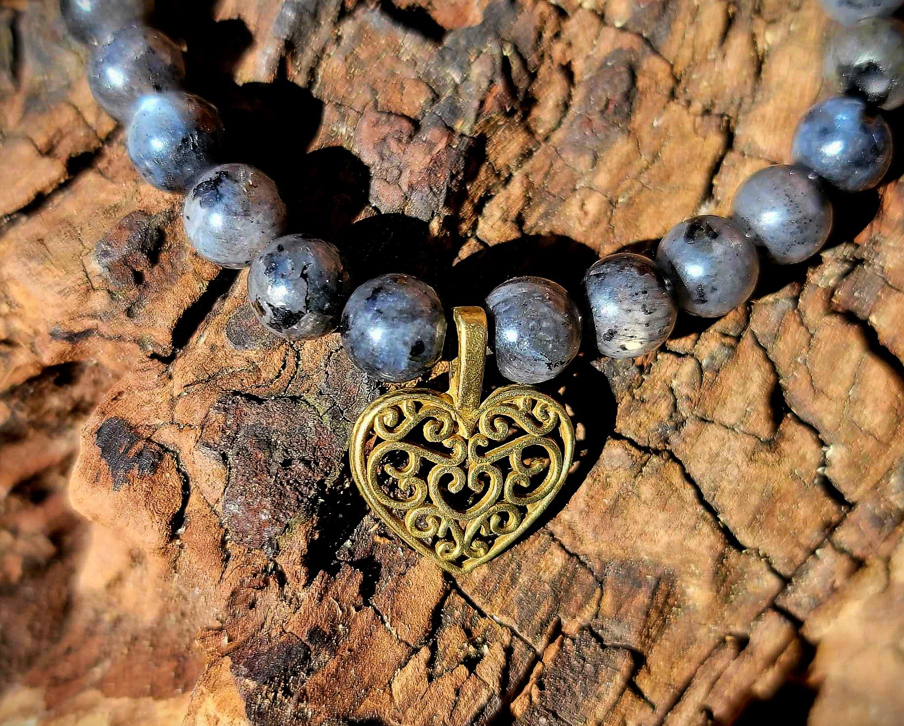 Bracelet Labradorite Coeur doré