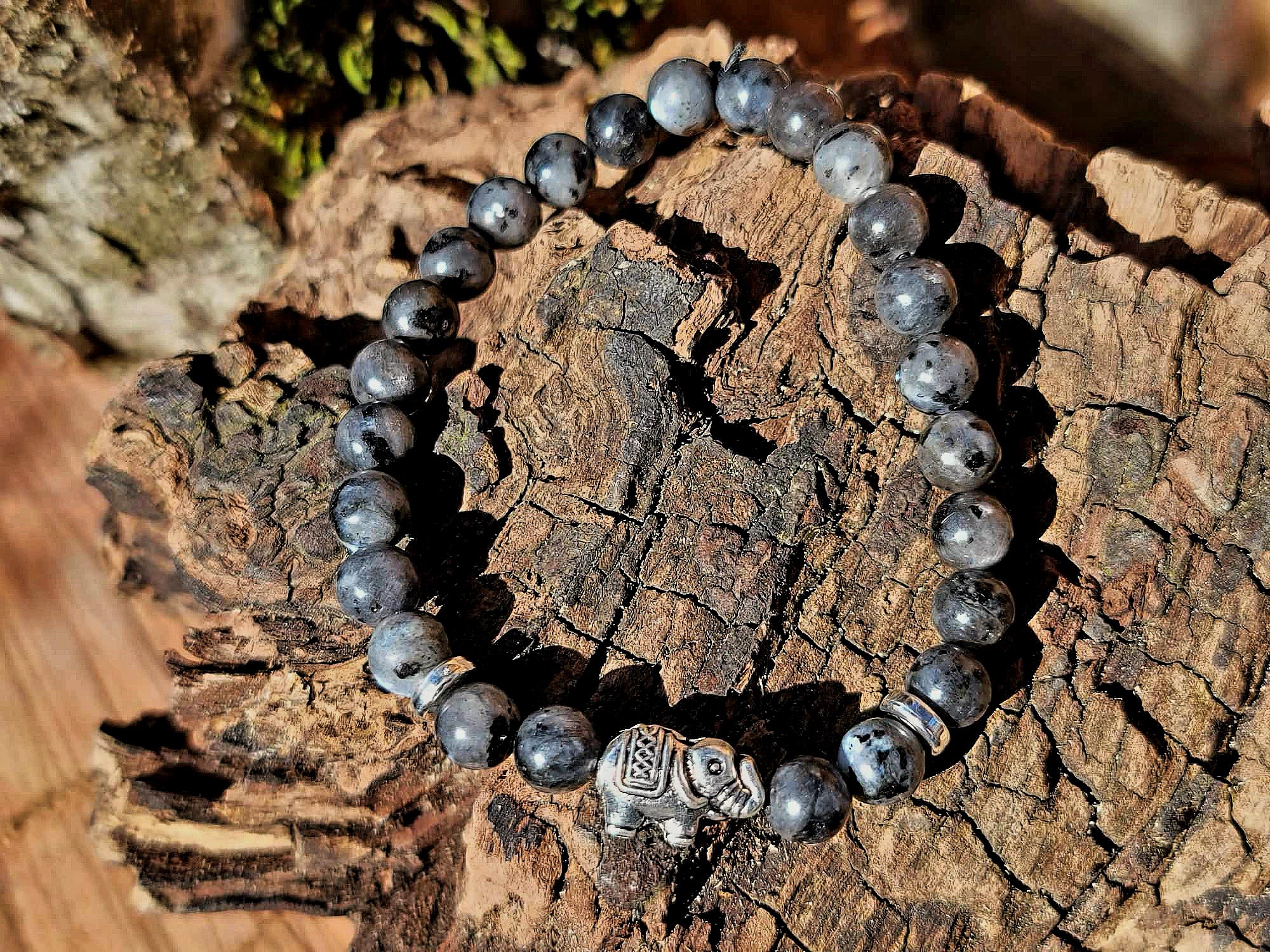 Bracelet Labradorite éléphant argenté