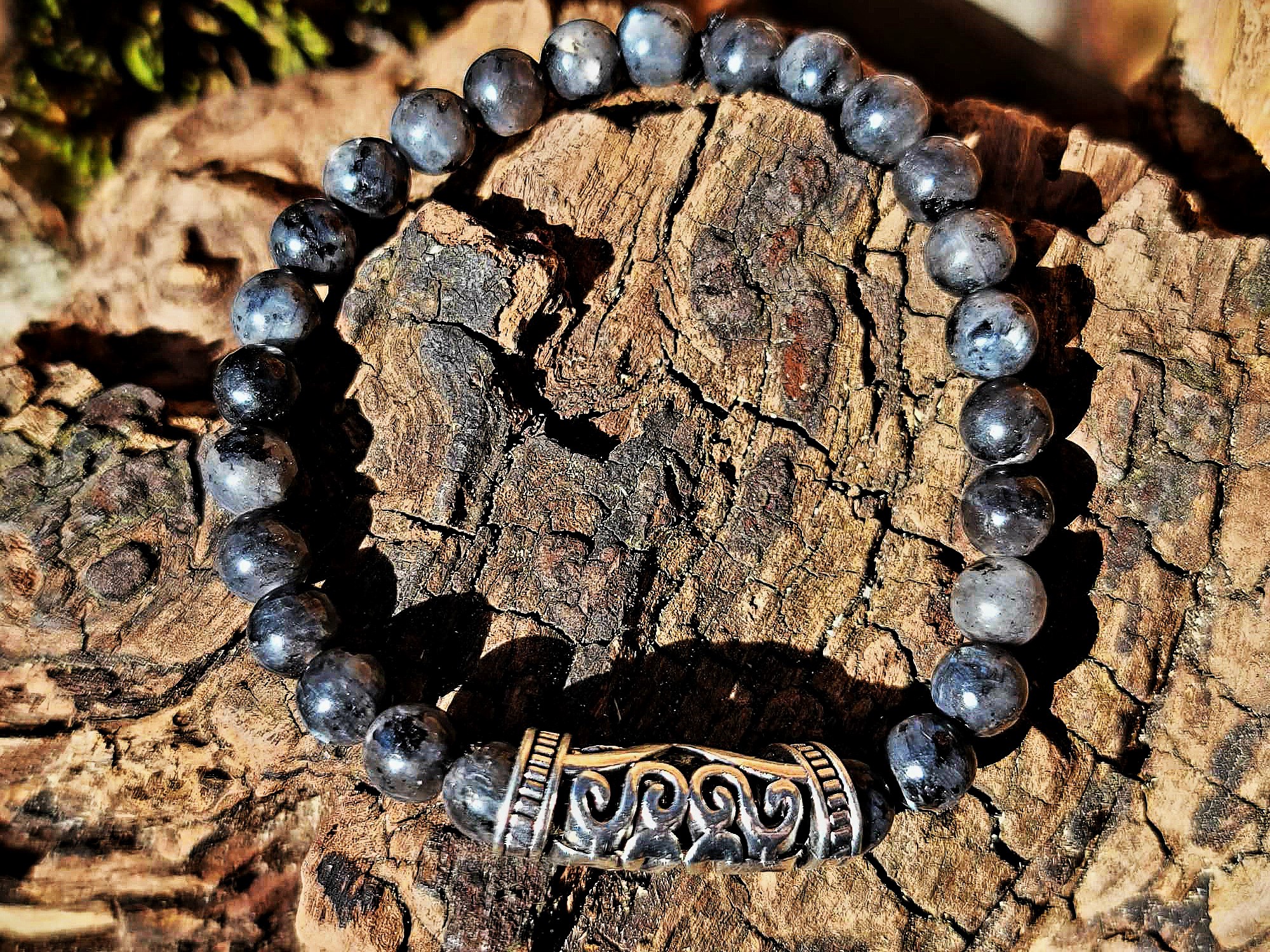 Bracelet Labradorite éléphant argenté