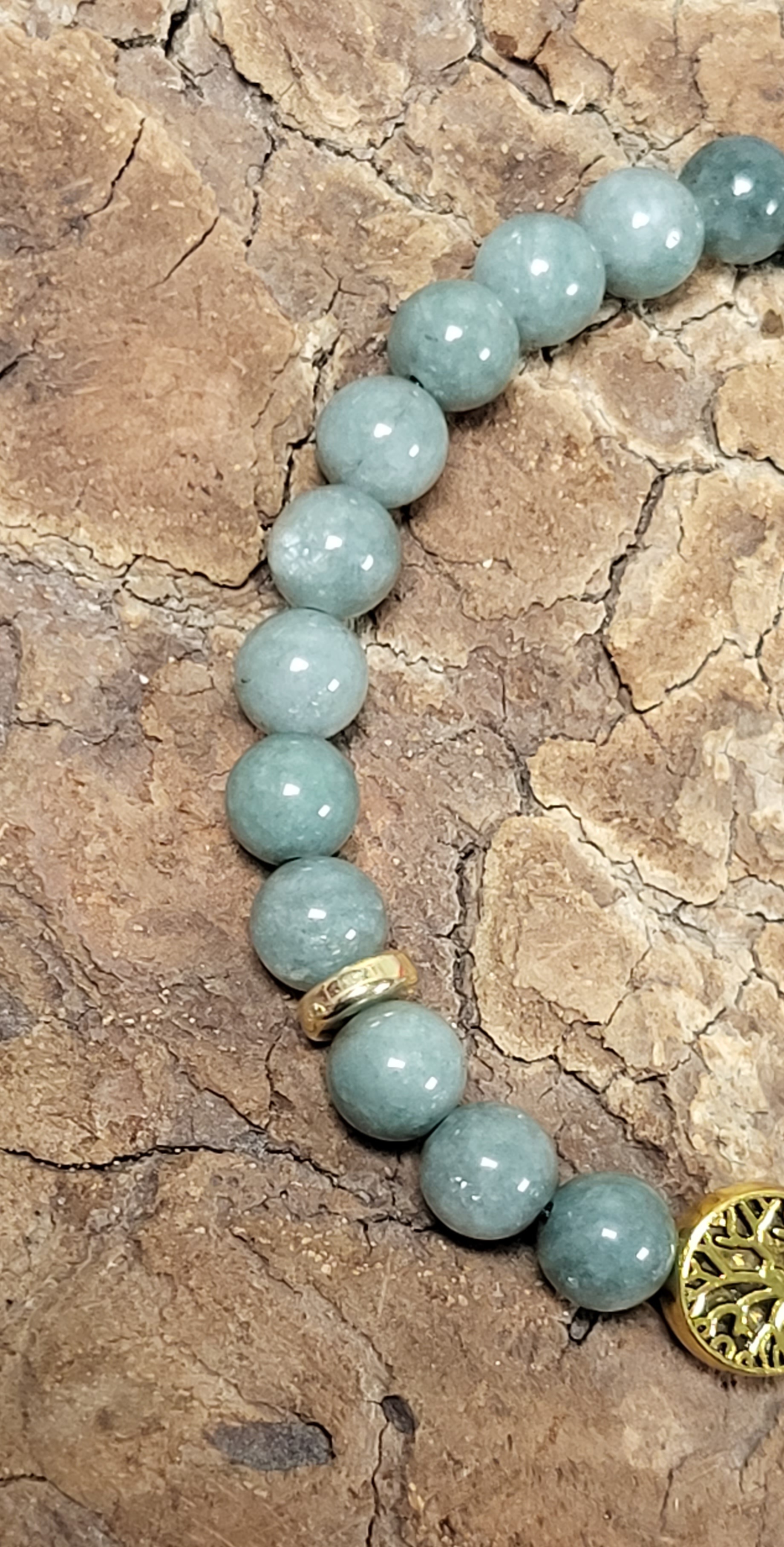 Bracelet Jade de Birmanie Arbre de vie doré