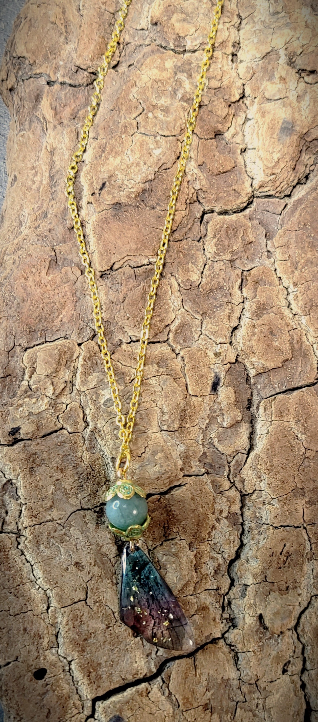 Sautoir Jade de Birmanie Aile de fée
