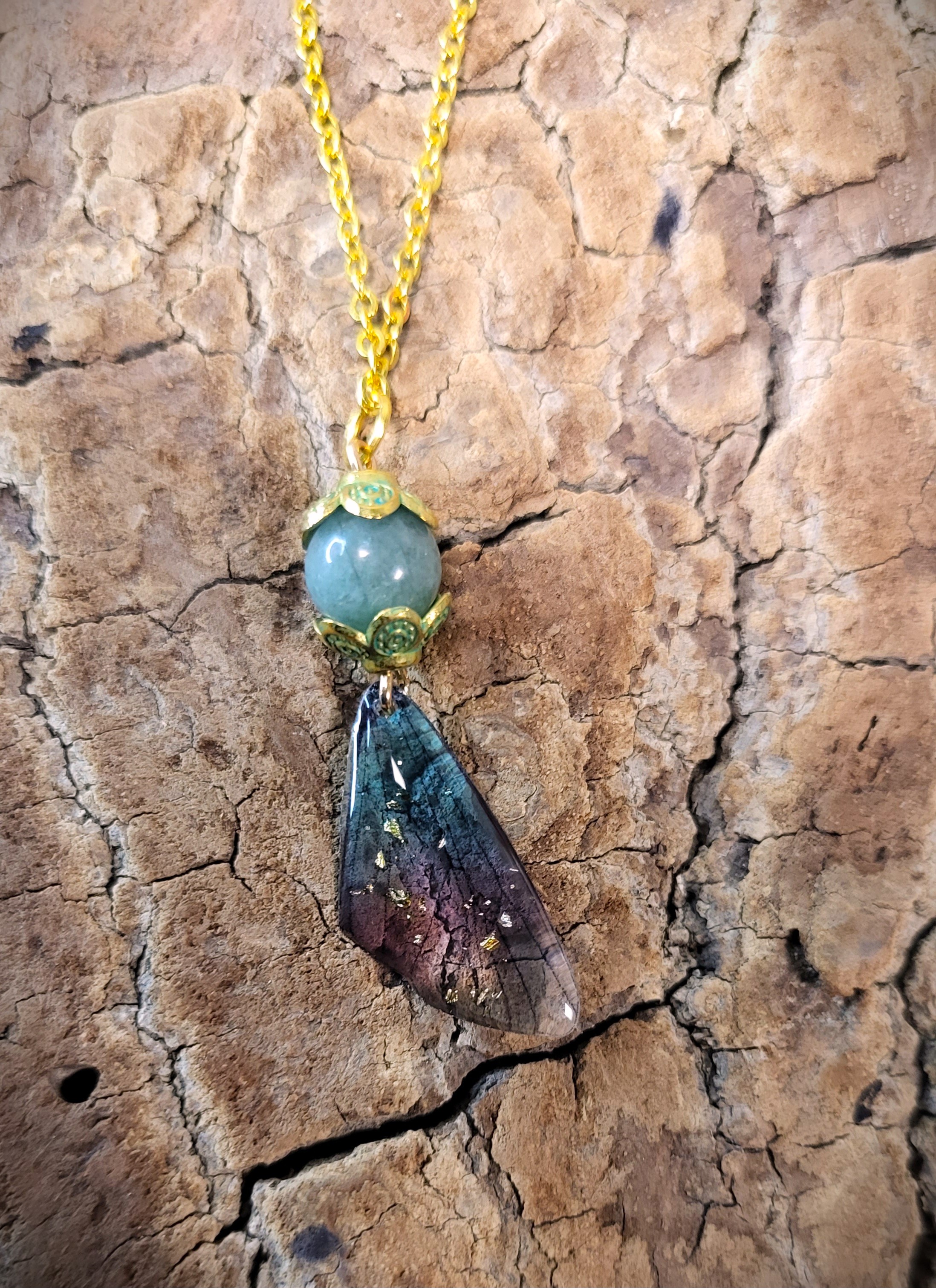 Sautoir Jade de Birmanie Aile de fée