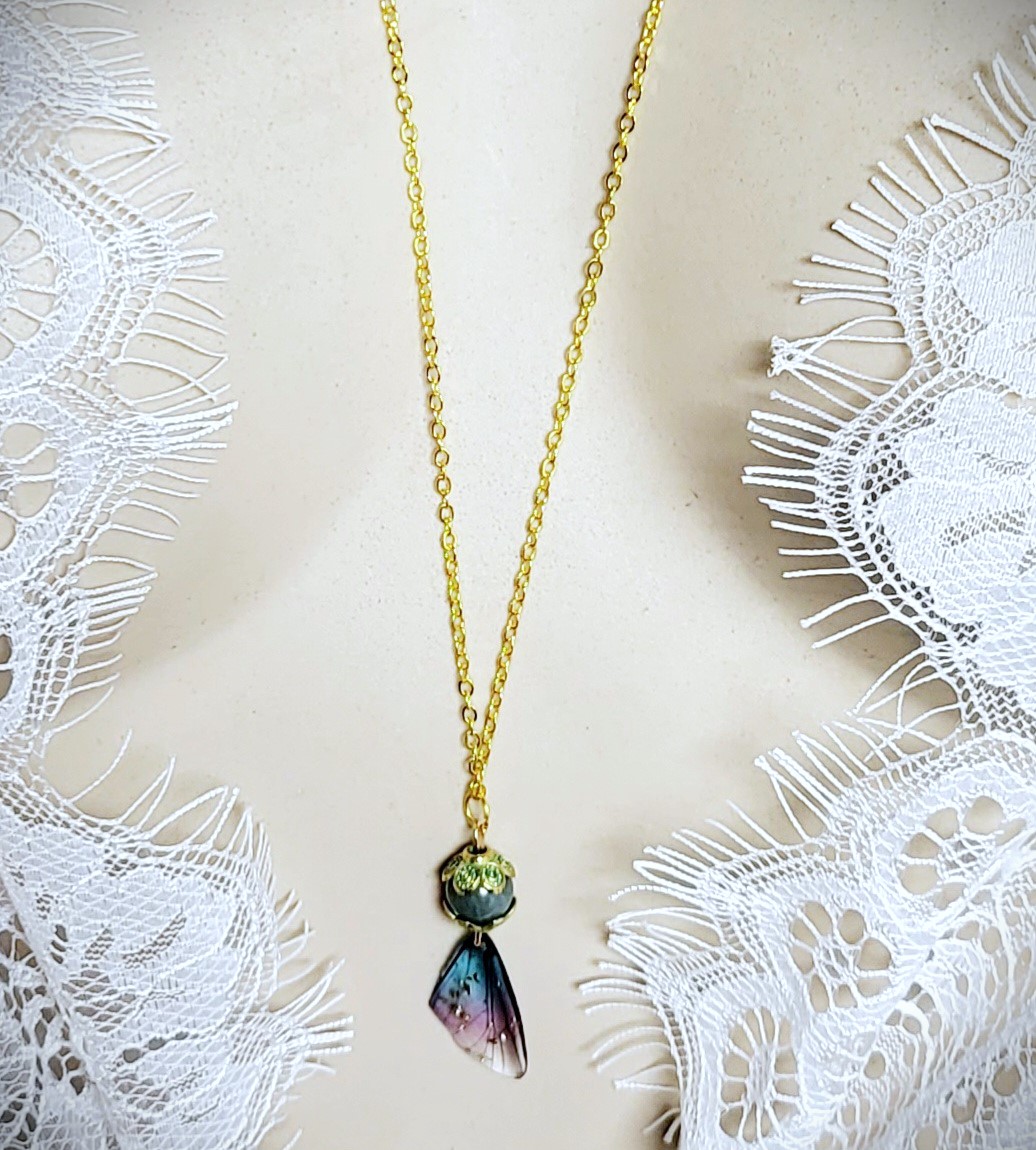 Sautoir Jade de Birmanie Aile de fée