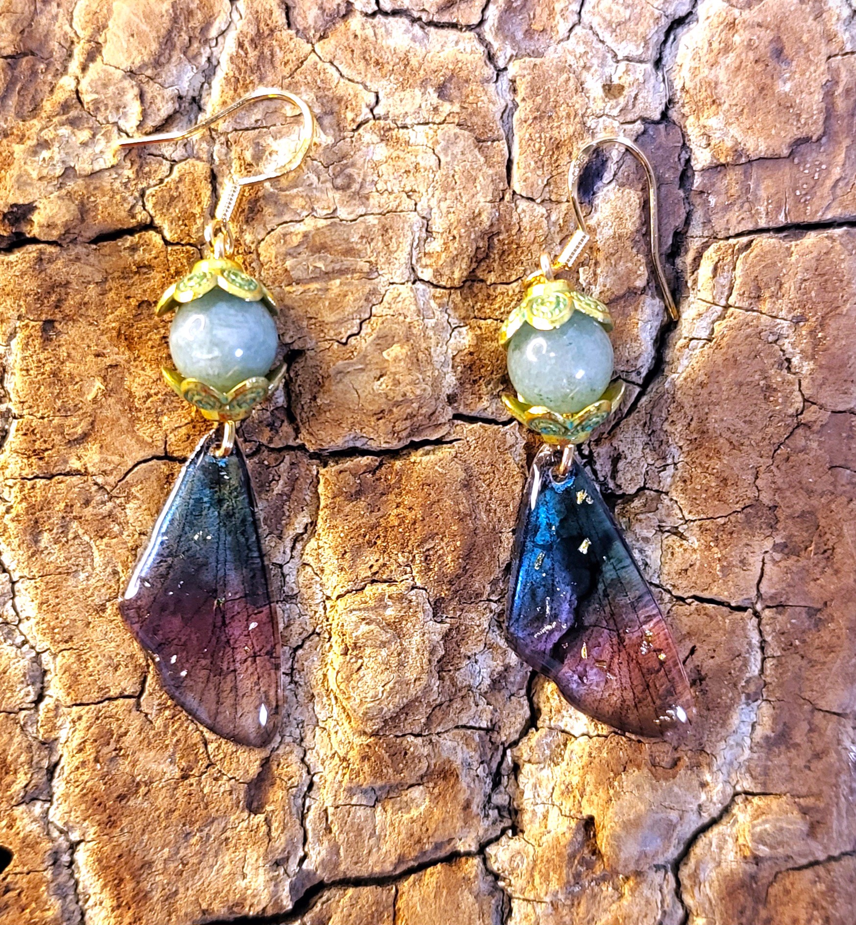 Boucles d'oreilles Jade de Birmanie Ailes de fée