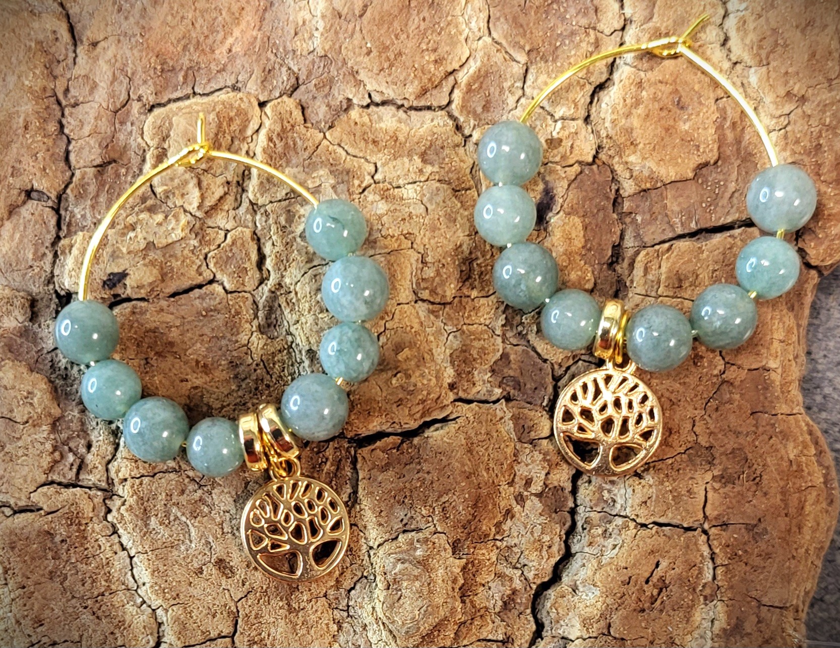 Créoles Jade de Birmanie Arbre de vie