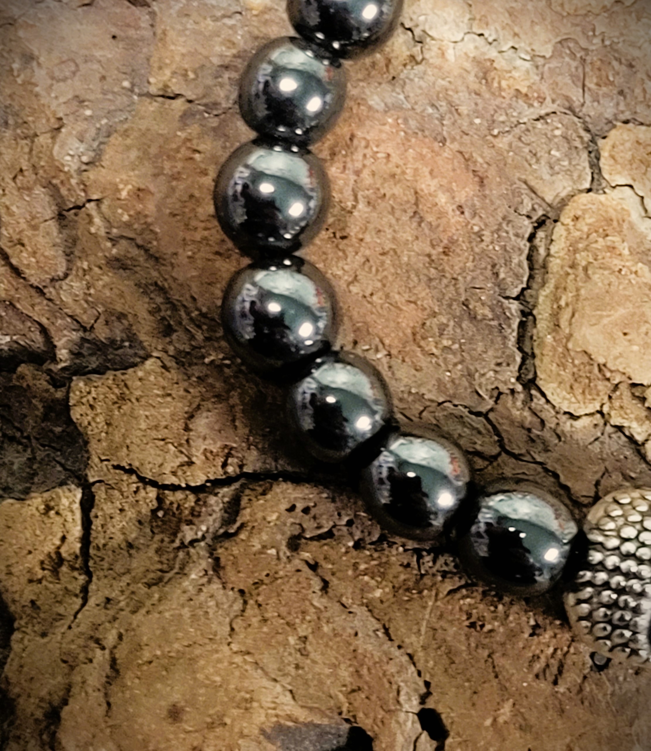 Bracelet Hématite boudha argenté