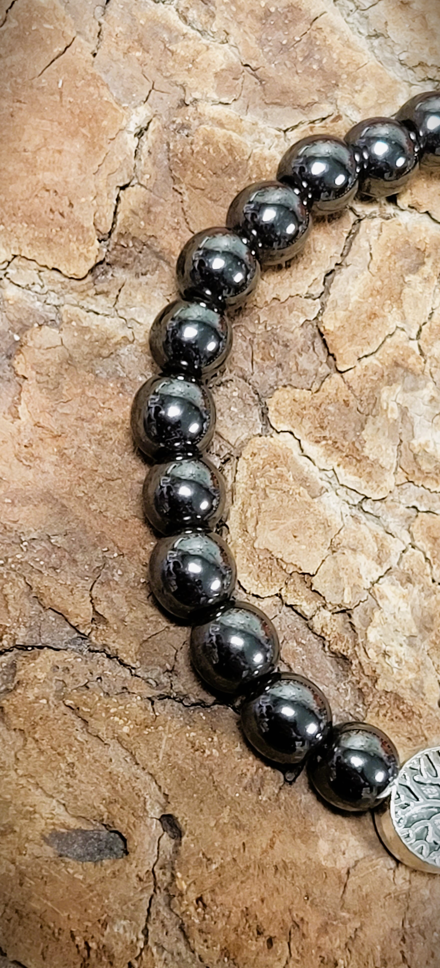 Bracelet Hématite arbre de vie argenté