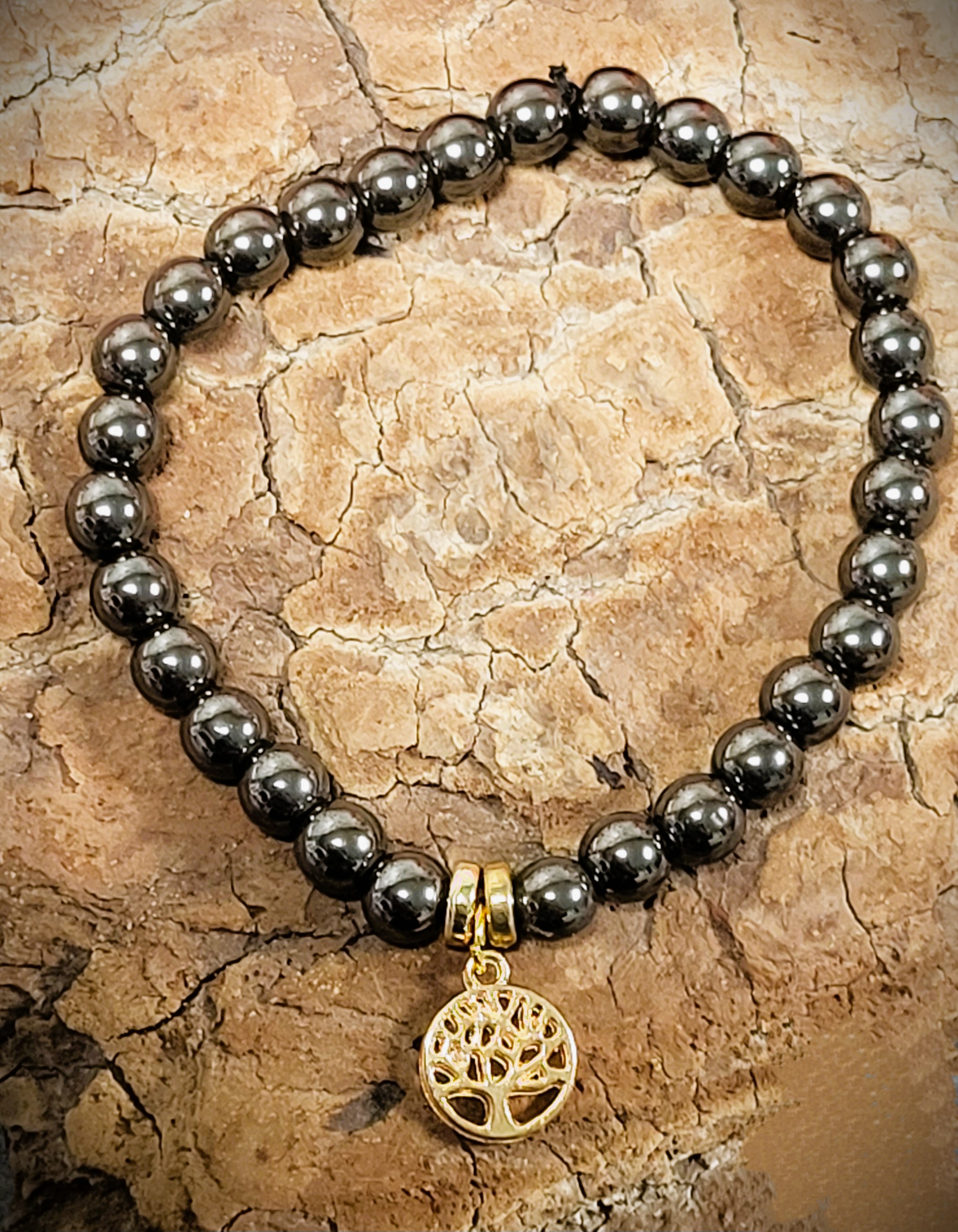 Bracelet Hématite arbre de vie doré