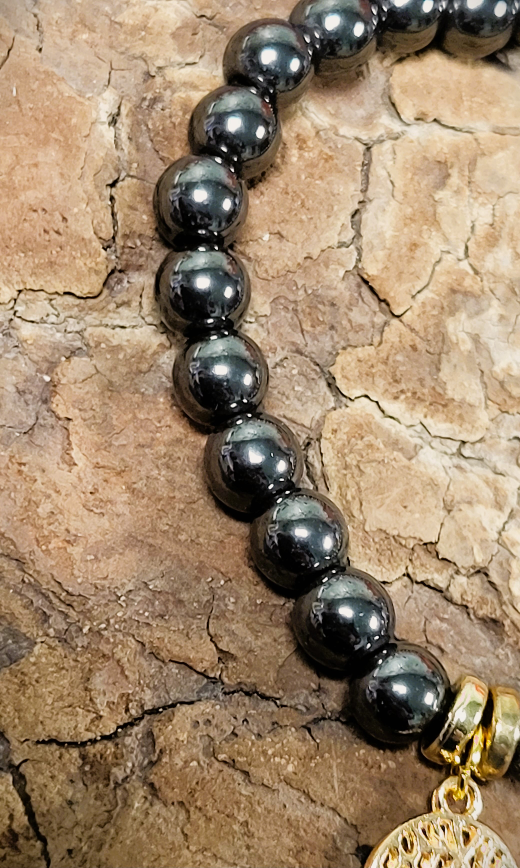 Bracelet Hématite arbre de vie doré