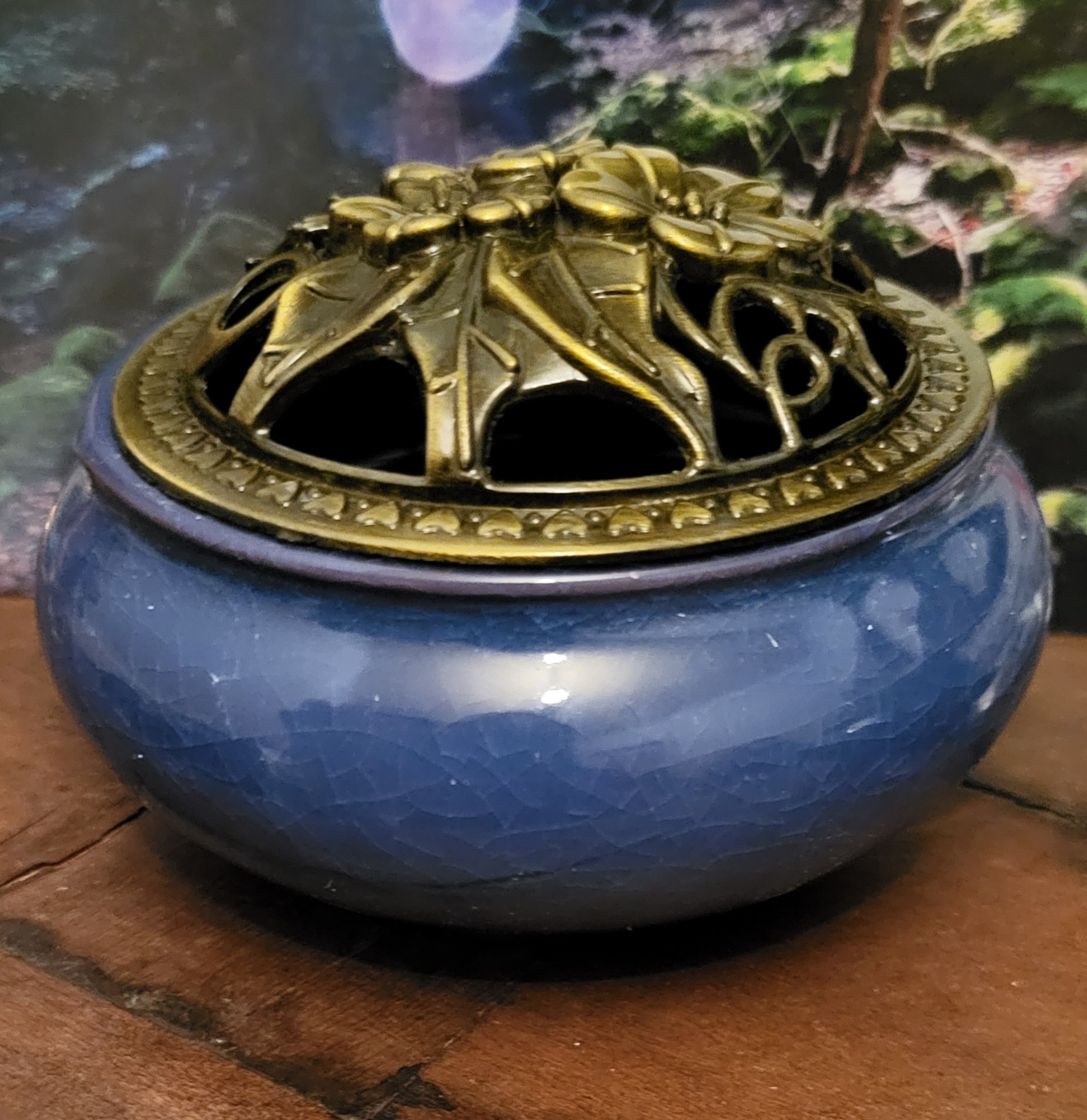 Brûleur en céramique bleu 