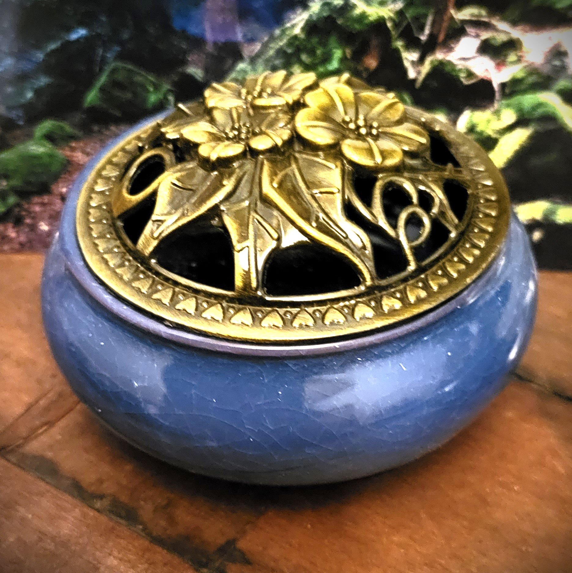 Brûleur en céramique bleu 