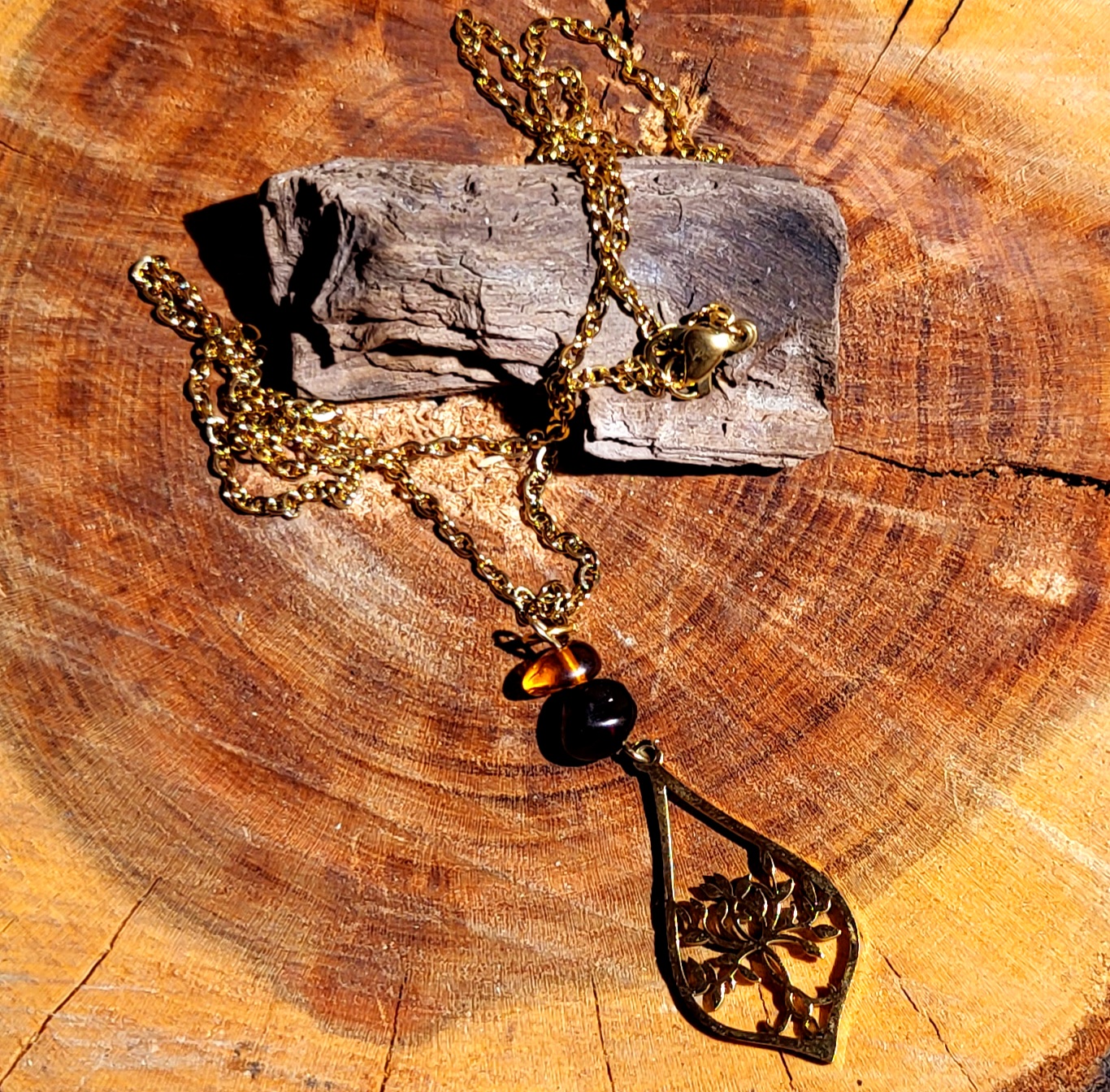 Collier d'Ambre Baltique Arbre de vie stylisé
