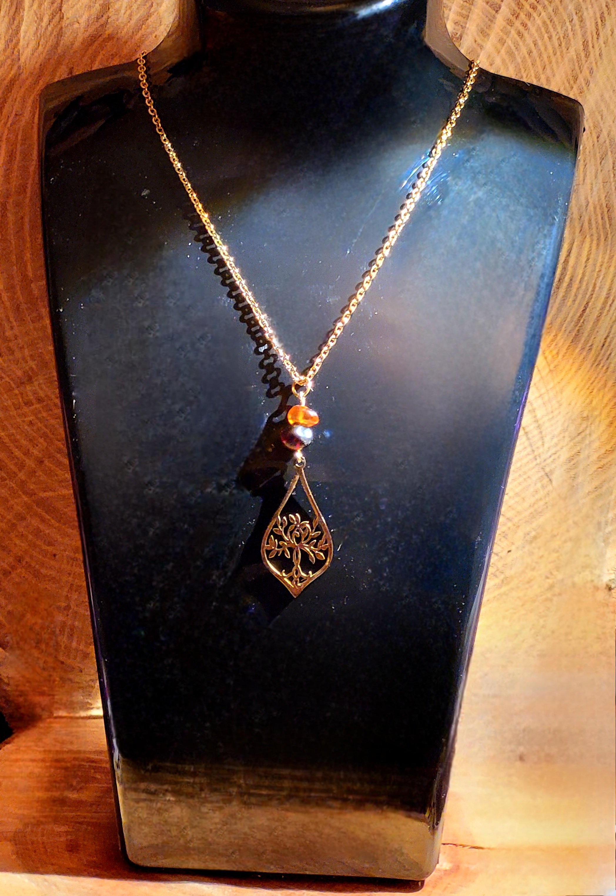 Collier d'Ambre Baltique Arbre de vie stylisé