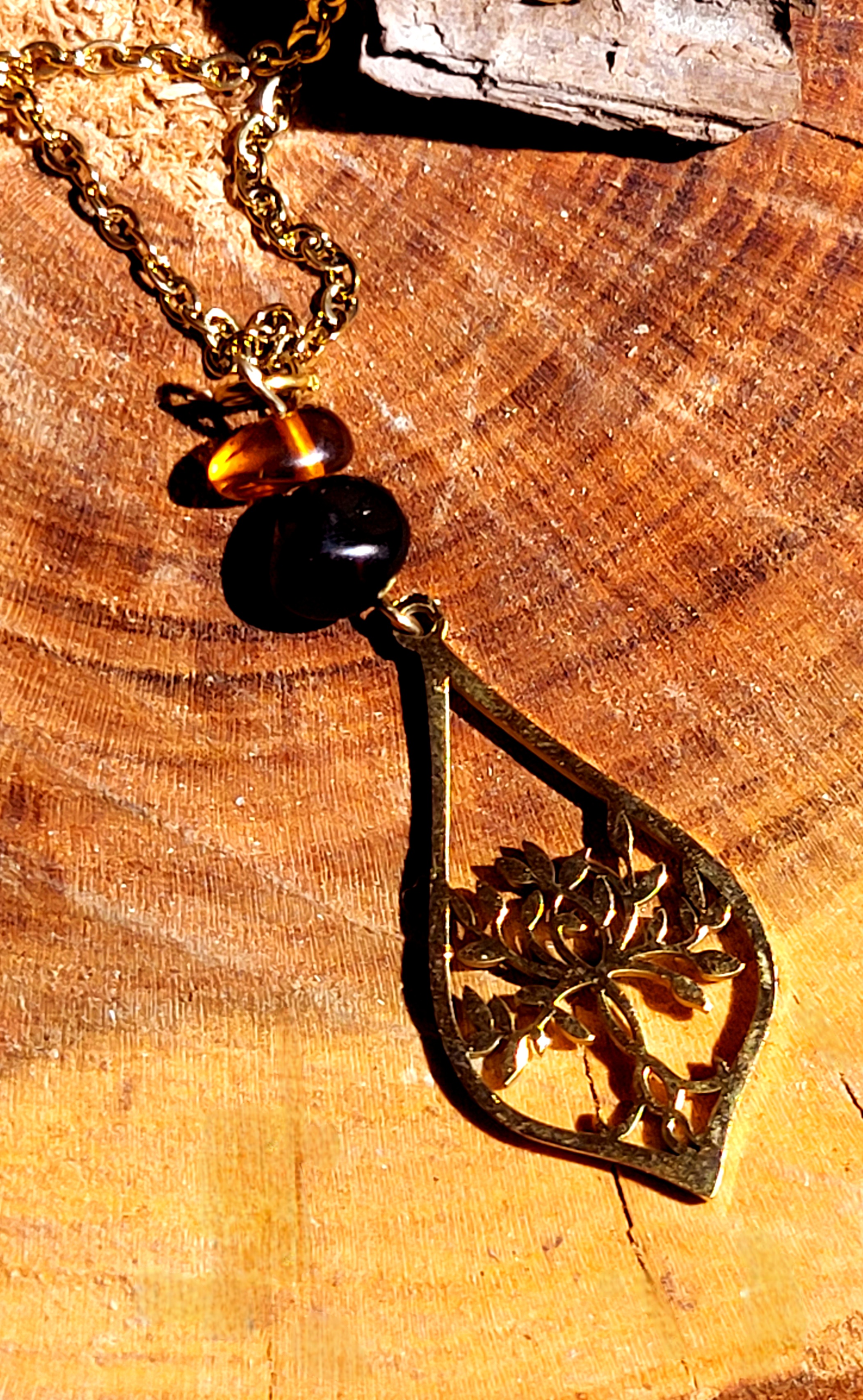 Collier d'Ambre Baltique Arbre de vie stylisé
