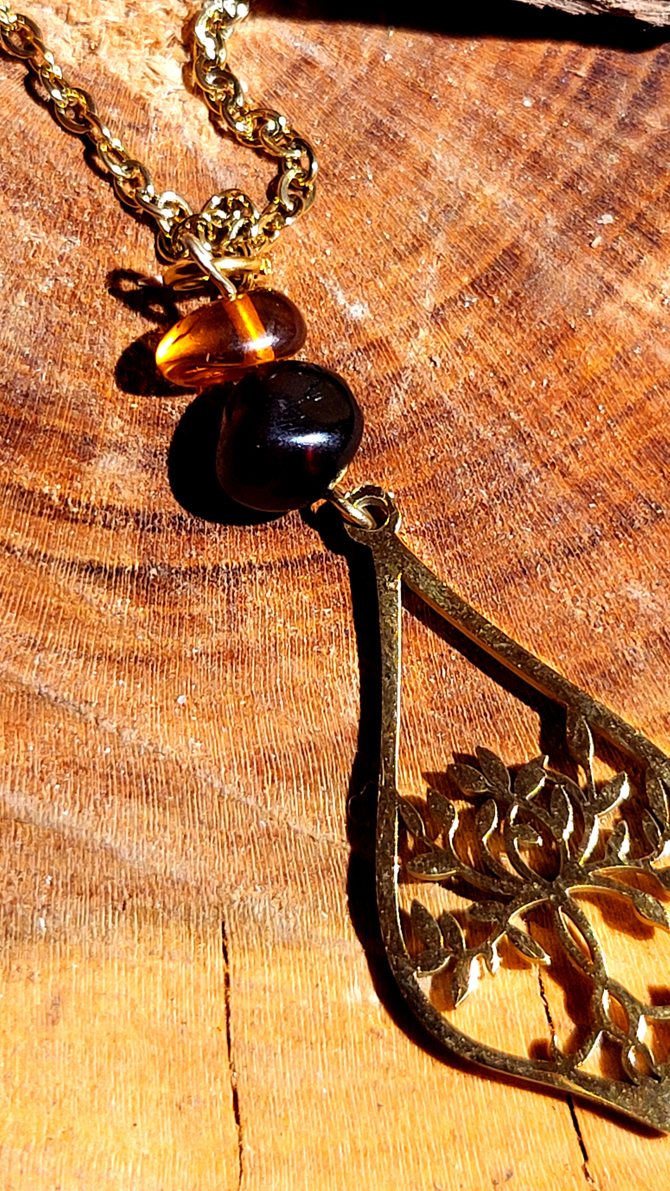 Collier d'Ambre Baltique Arbre de vie stylisé